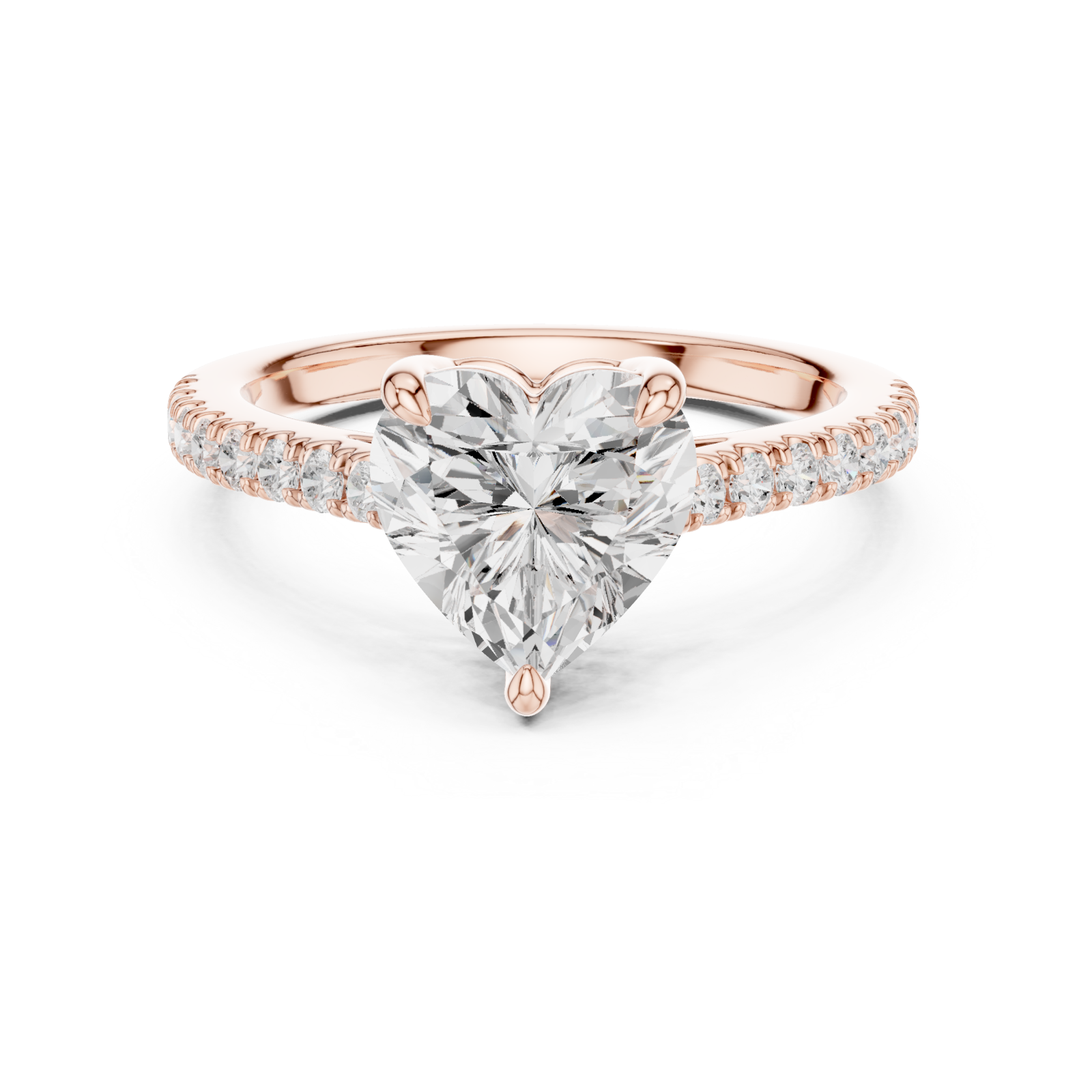 Rose Gold Radiant Harmony Heart Ring Front View