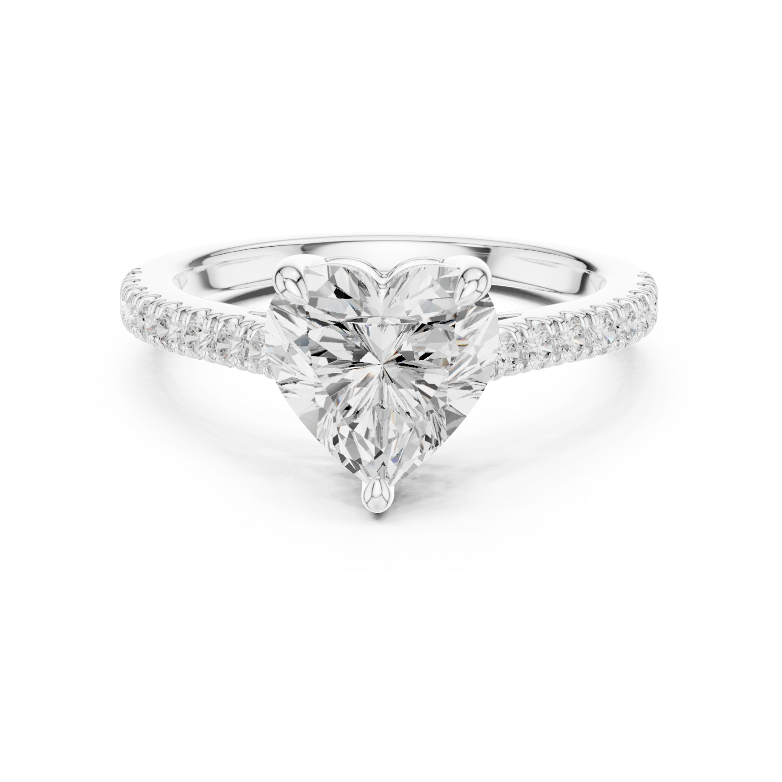  White Gold Radiant Harmony Heart Ring Front View