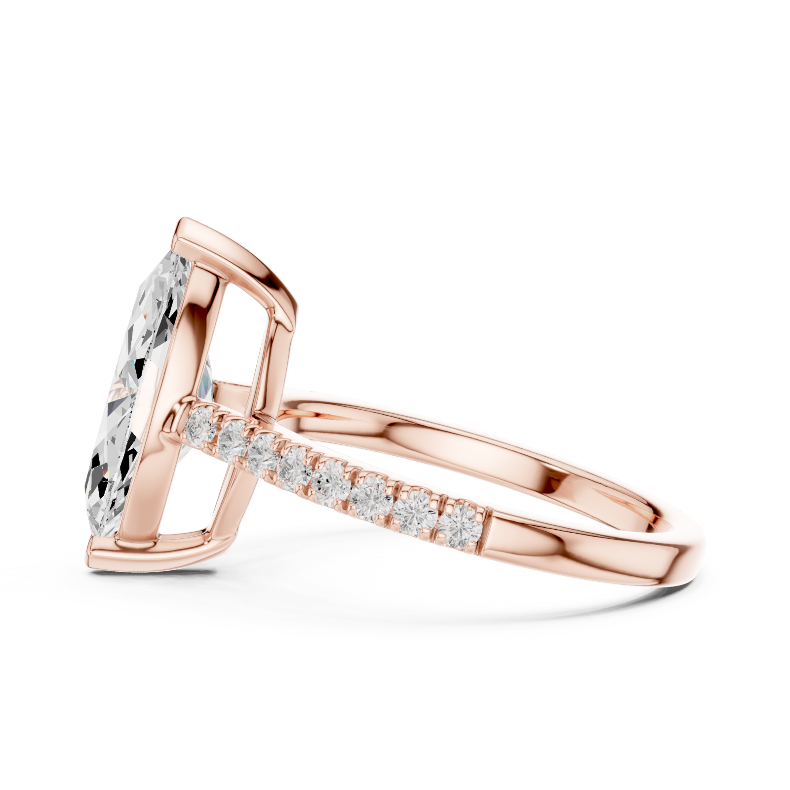  Rose Gold Lustrous Marquise Silhouette Ring Side View