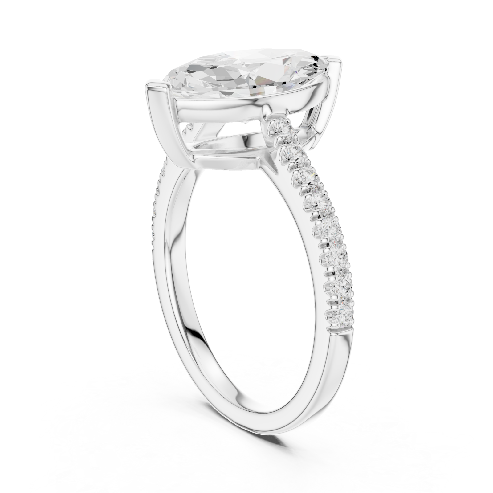 White Gold Lustrous Marquise Silhouette Ring Left View