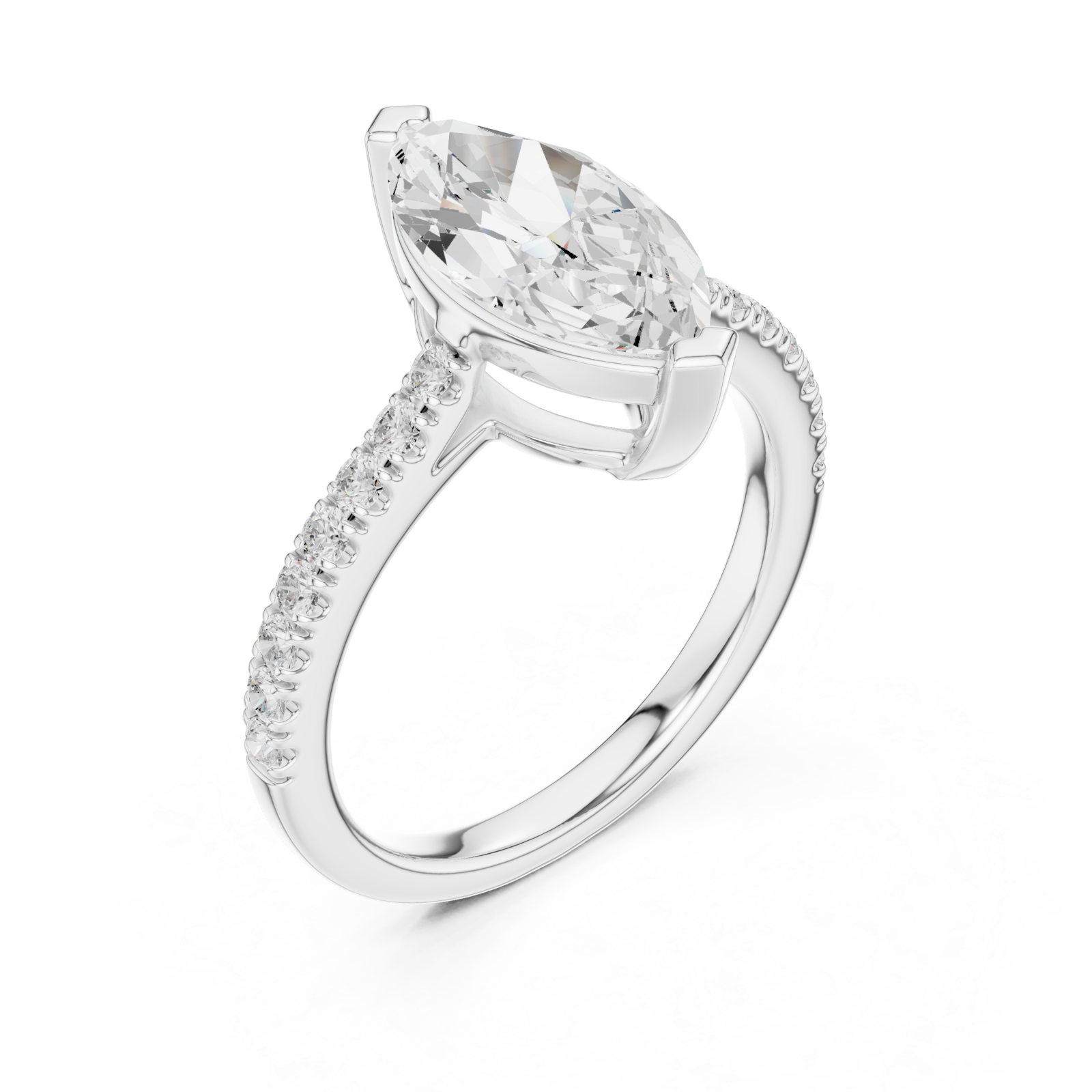  White Gold Lustrous Marquise Silhouette Ring Right View