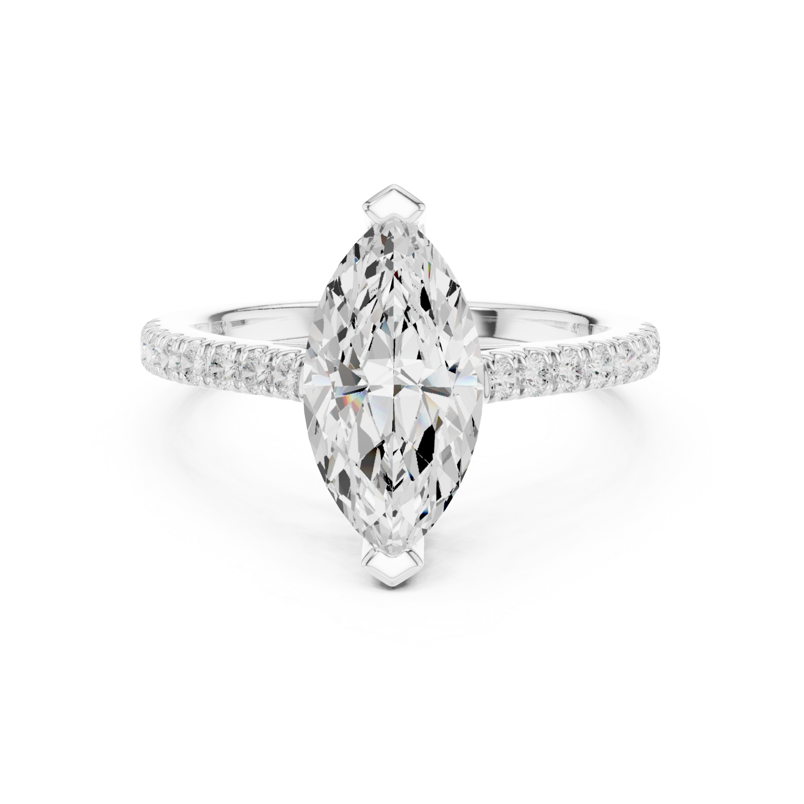  White Gold Lustrous Marquise Silhouette Ring Front View