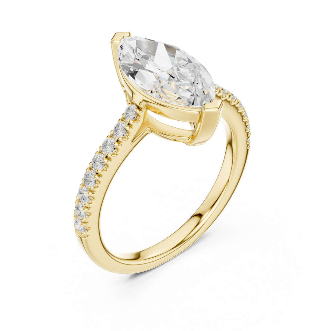 Gold Lustrous Marquise Silhouette Ring Right View