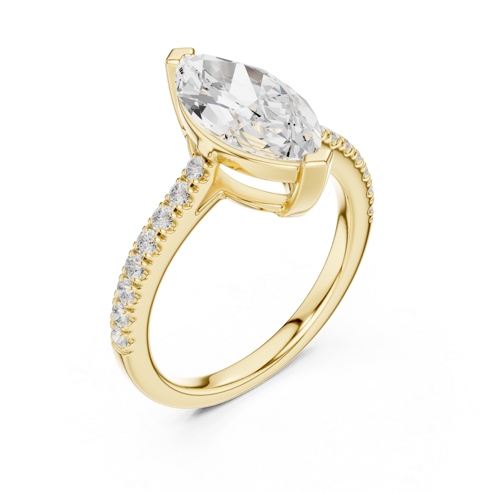 Gold Lustrous Marquise Silhouette Ring Right View