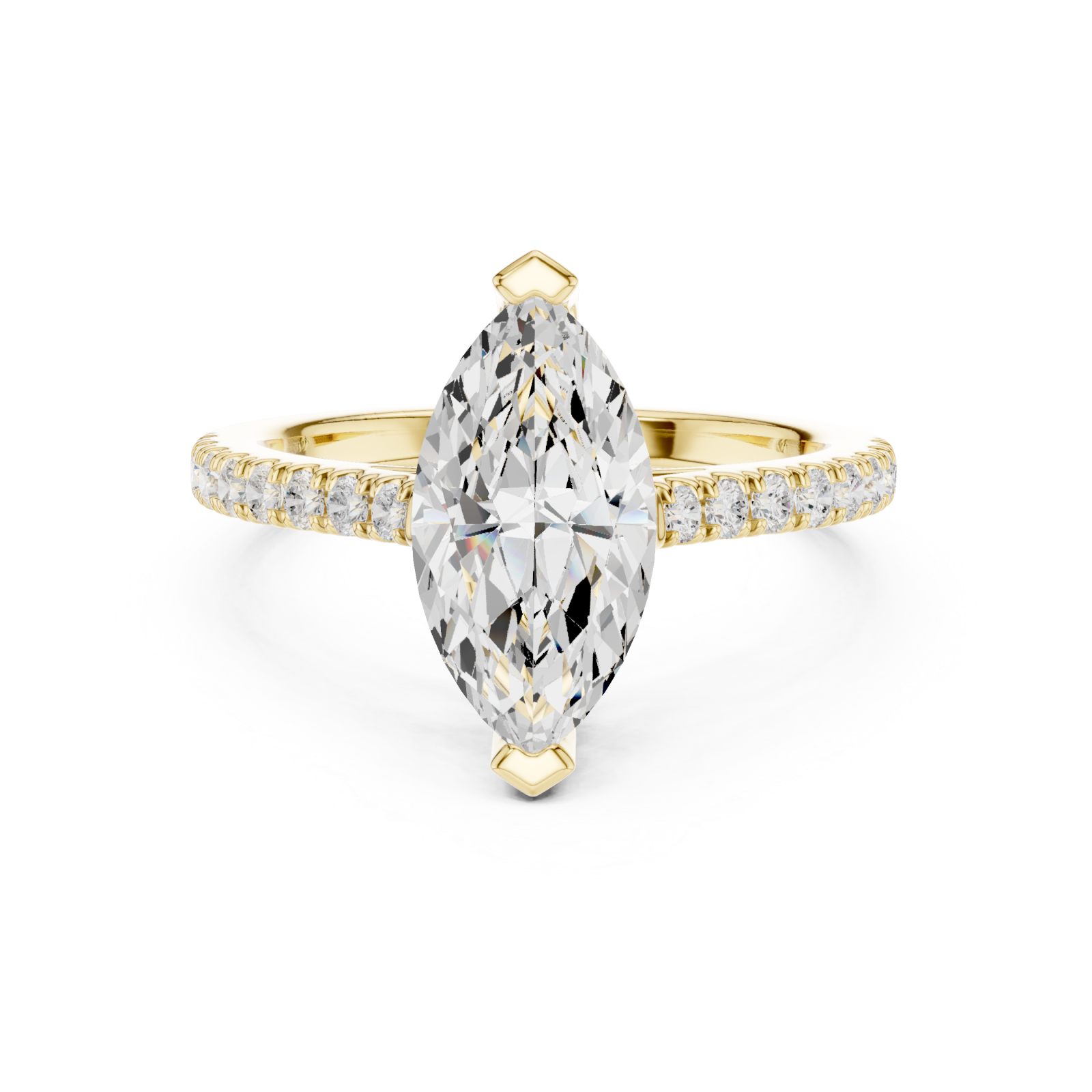  Gold Lustrous Marquise Silhouette Ring Front View