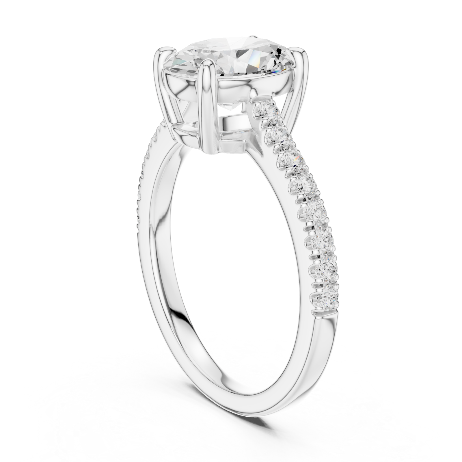  White Gold Timeless Oval Elegance Ring Left View