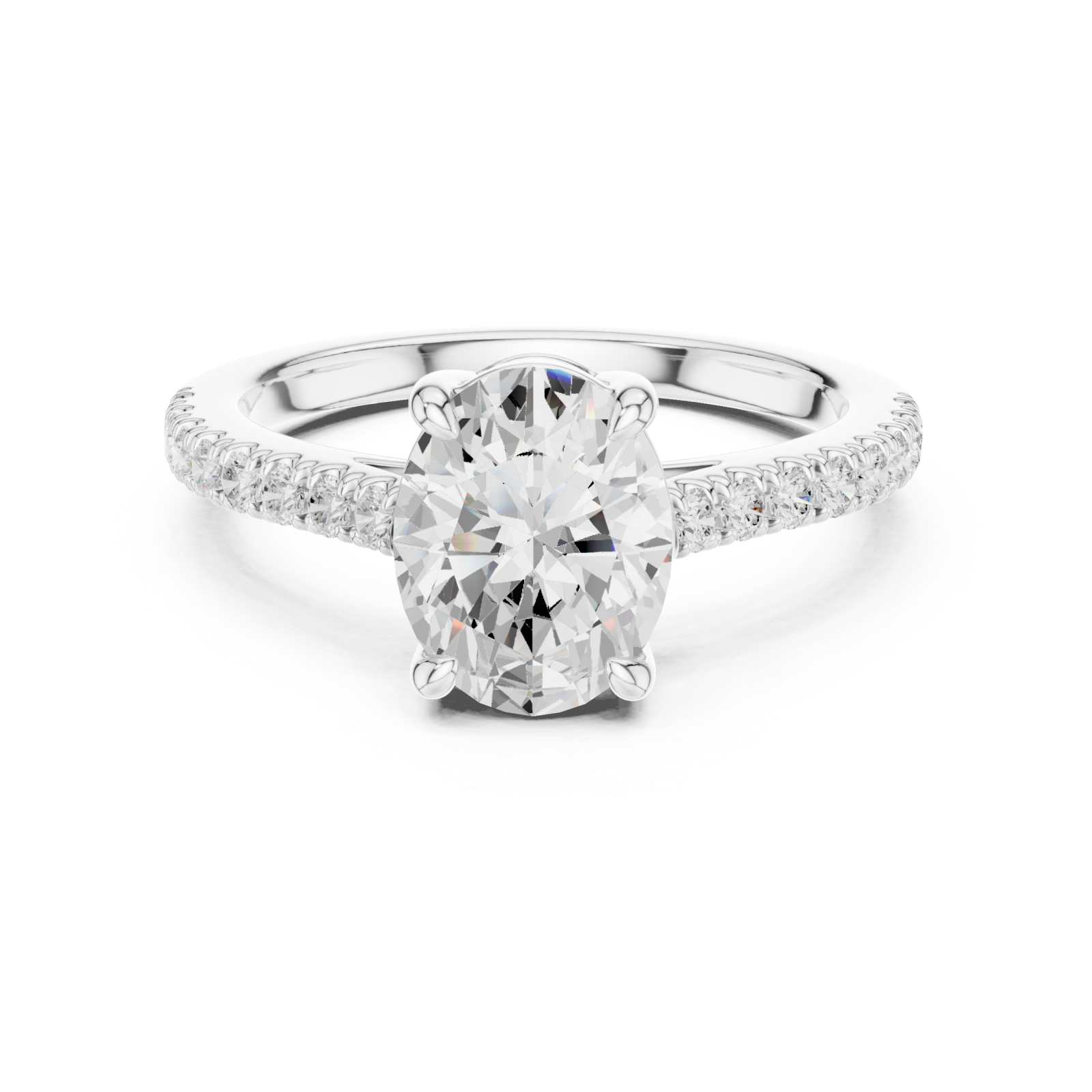  White Gold Timeless Oval Elegance Ring Front View