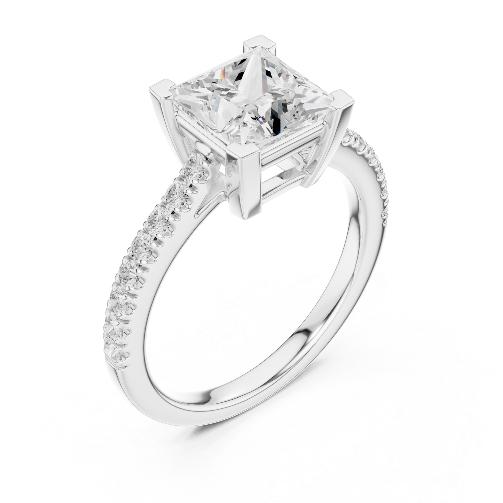  White Gold Regal Princess Halo Band Ring Right View
