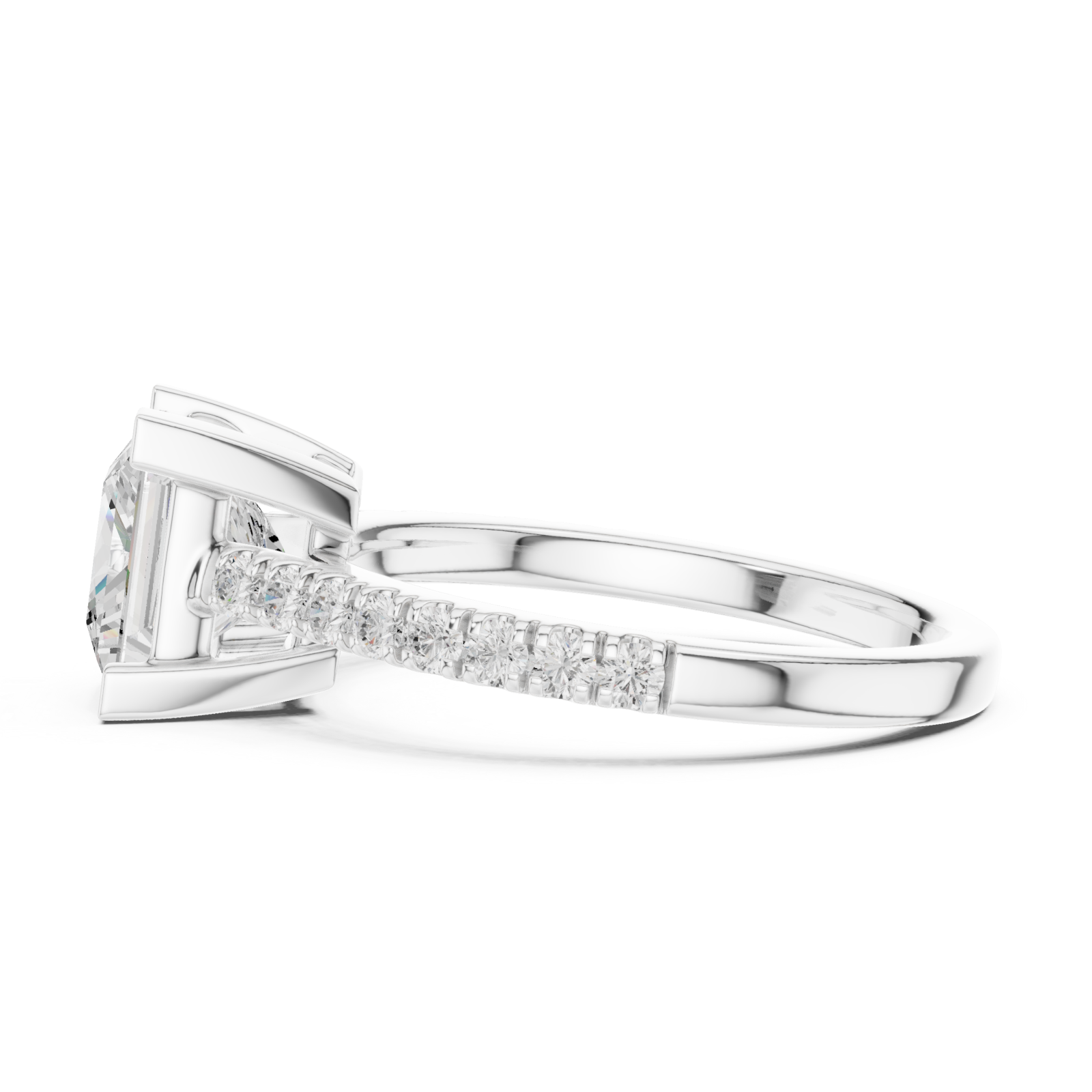  White Gold Regal Princess Halo Band Ring Side View
