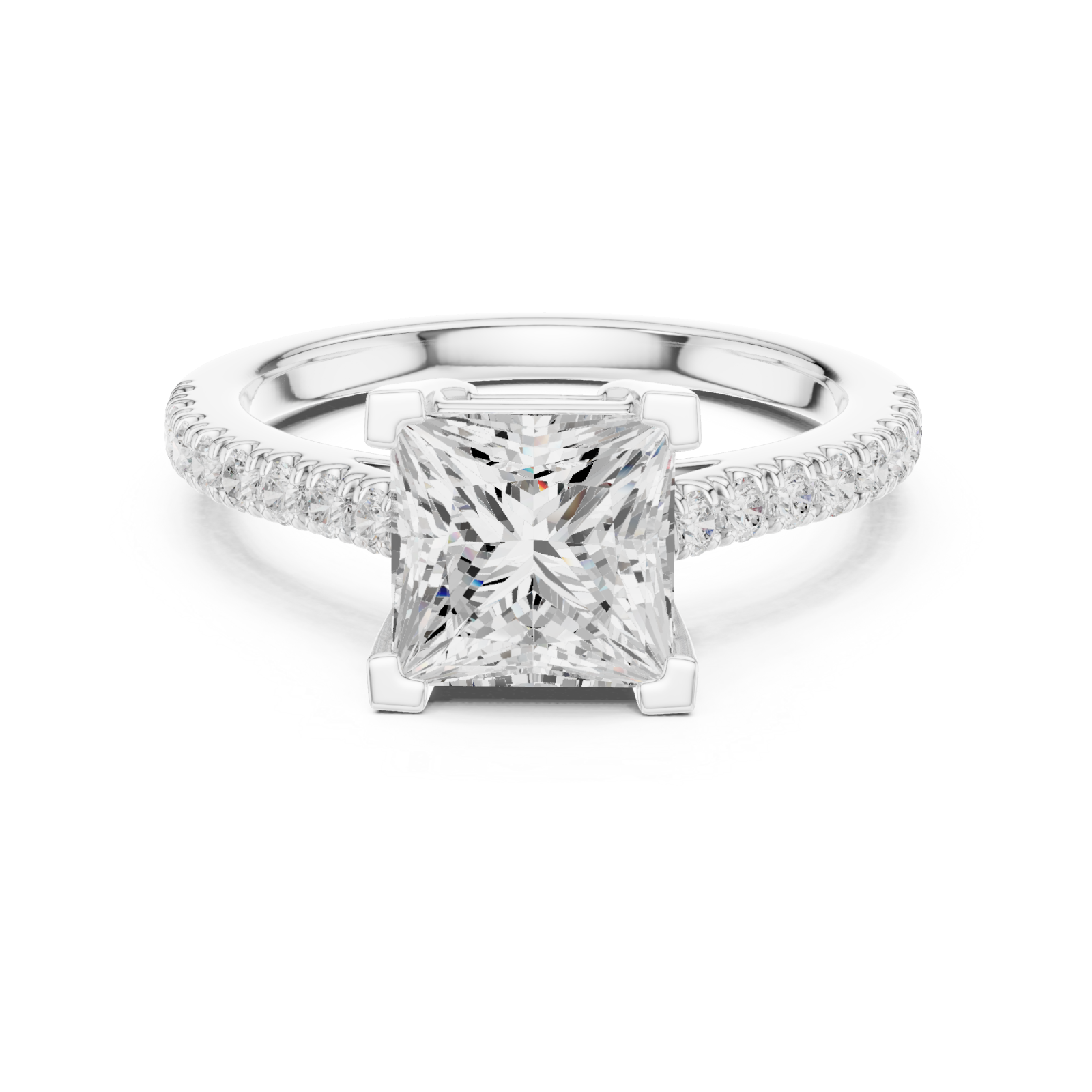  White Gold Regal Princess Halo Band Ring Front View