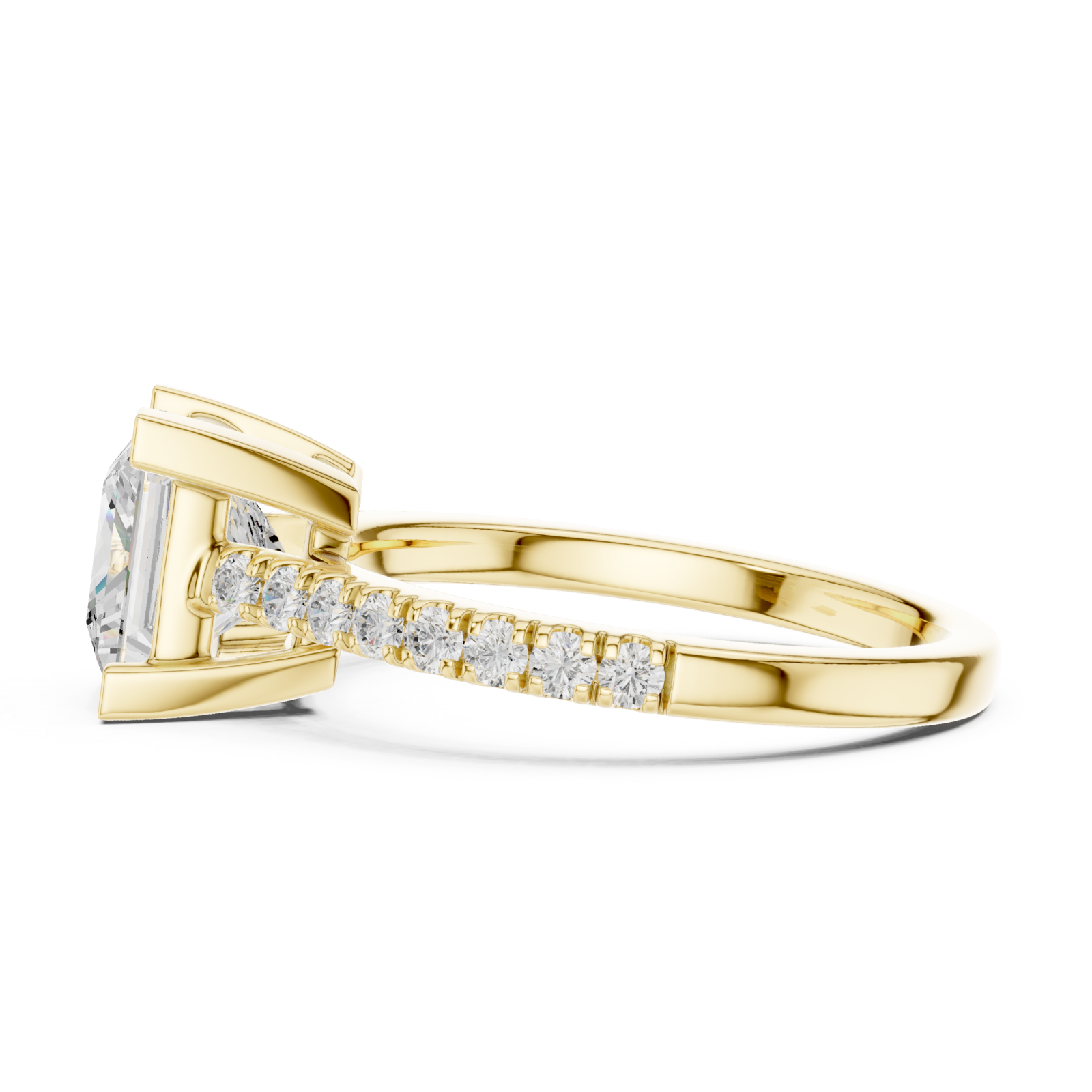  Gold Regal Princess Halo Band Ring Side View