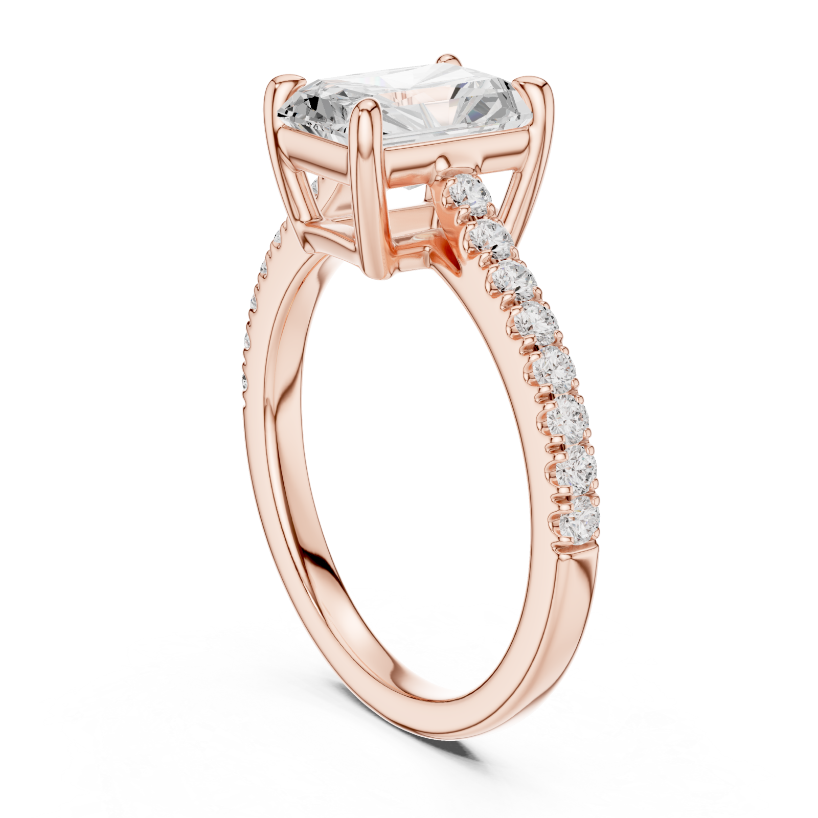  Rose Gold Radiant Square Elegance Ring Left View