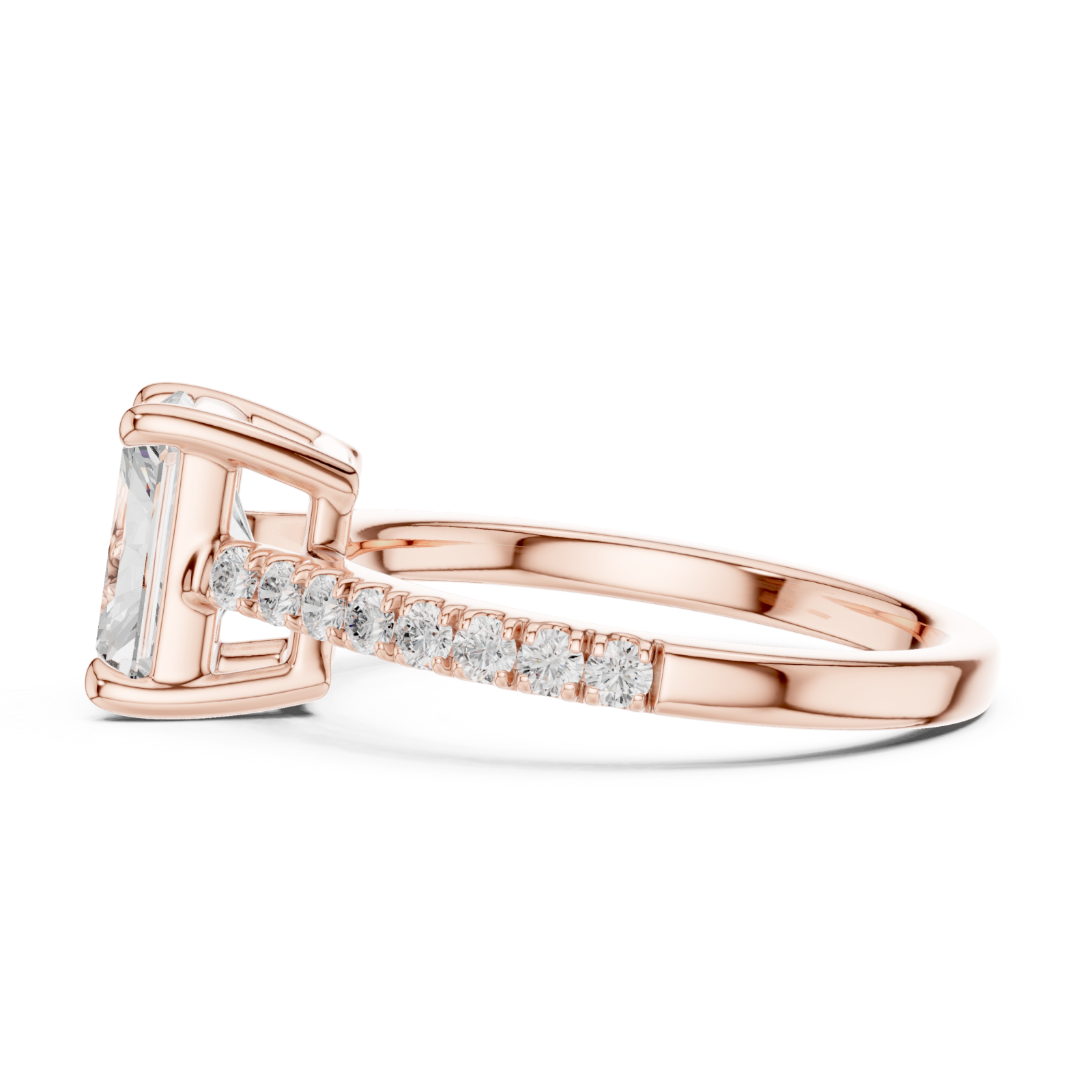  Rose Gold Radiant Square Elegance Ring Side View