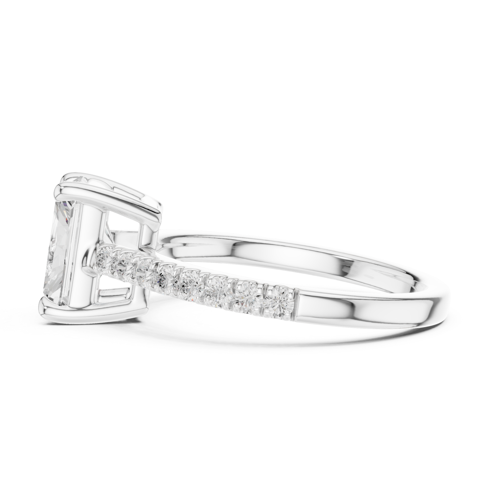  White Gold Radiant Square Elegance Ring Side View