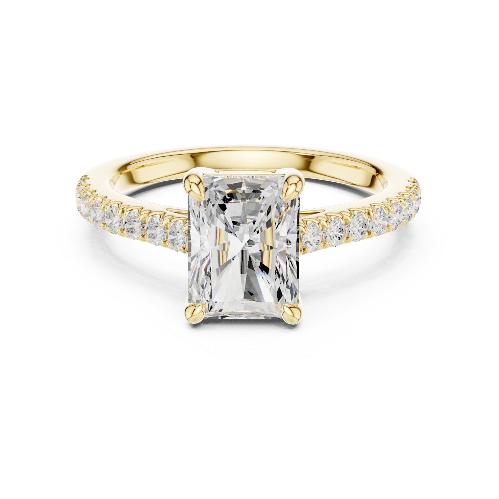  Gold Radiant Square Elegance Ring Front View