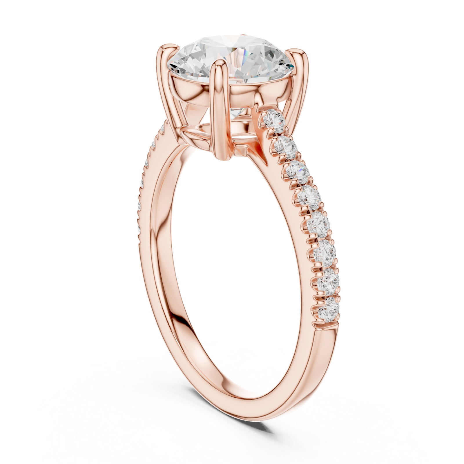  Rose Gold Starlit Grace Solitaire Ring Left View
