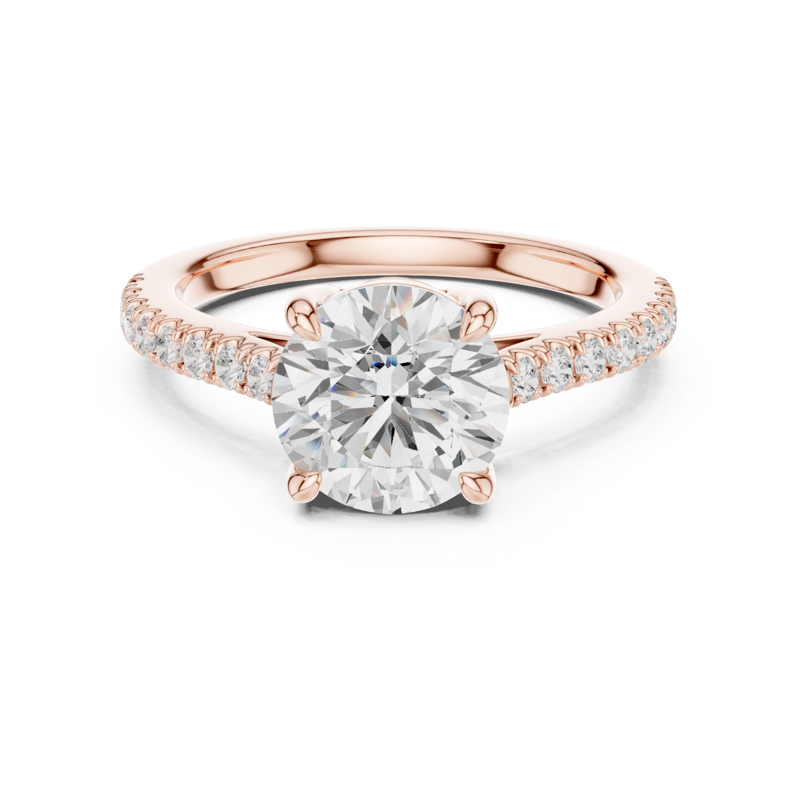  Rose Gold Starlit Grace Solitaire Ring Front View