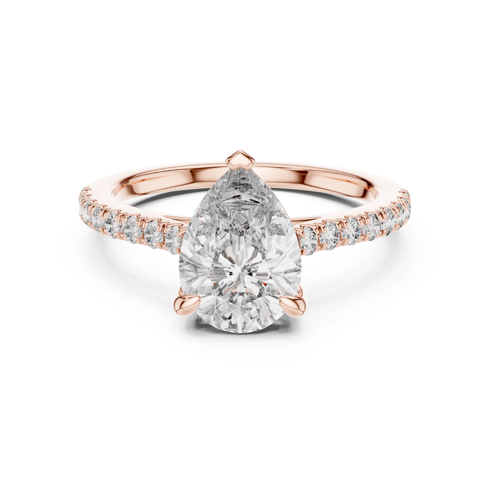  Rose Gold Infinite Promise Petite Solitaire Classic Ring Front View