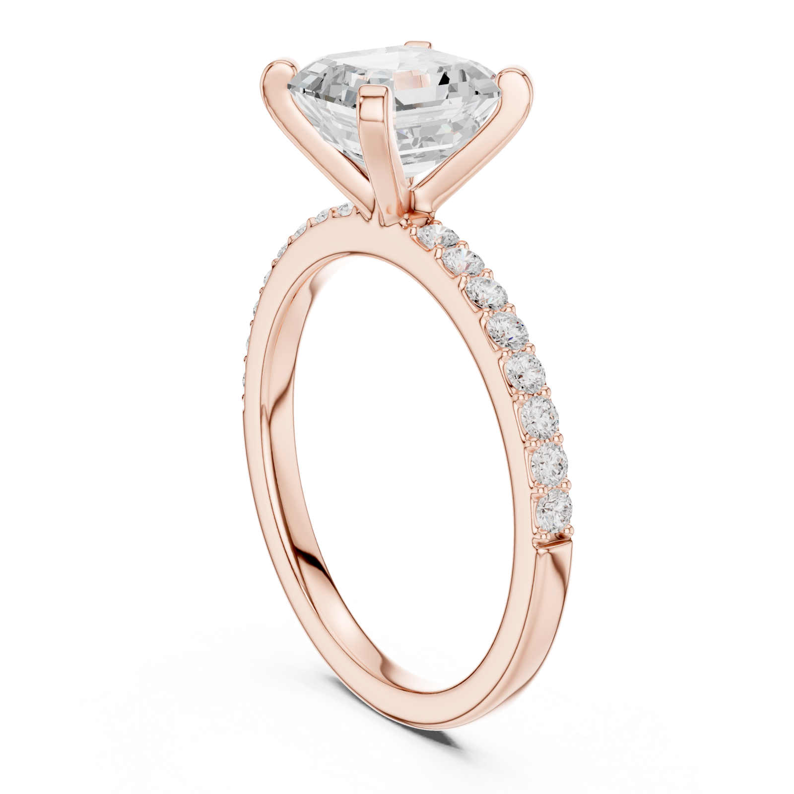  Rose Gold Luminous Column Radiance Engagement Ring Left View