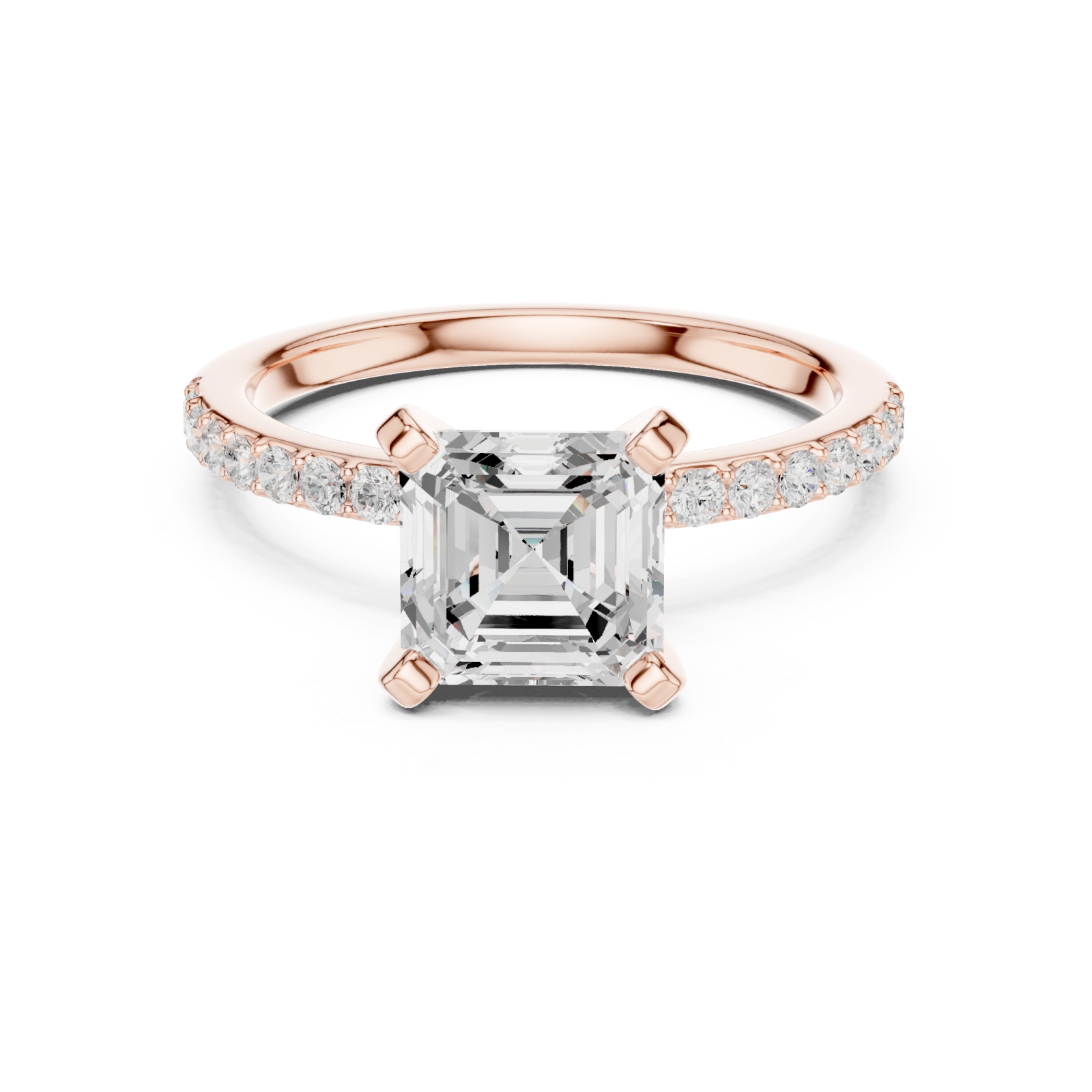  Rose Gold Luminous Column Radiance Engagement Ring Front View