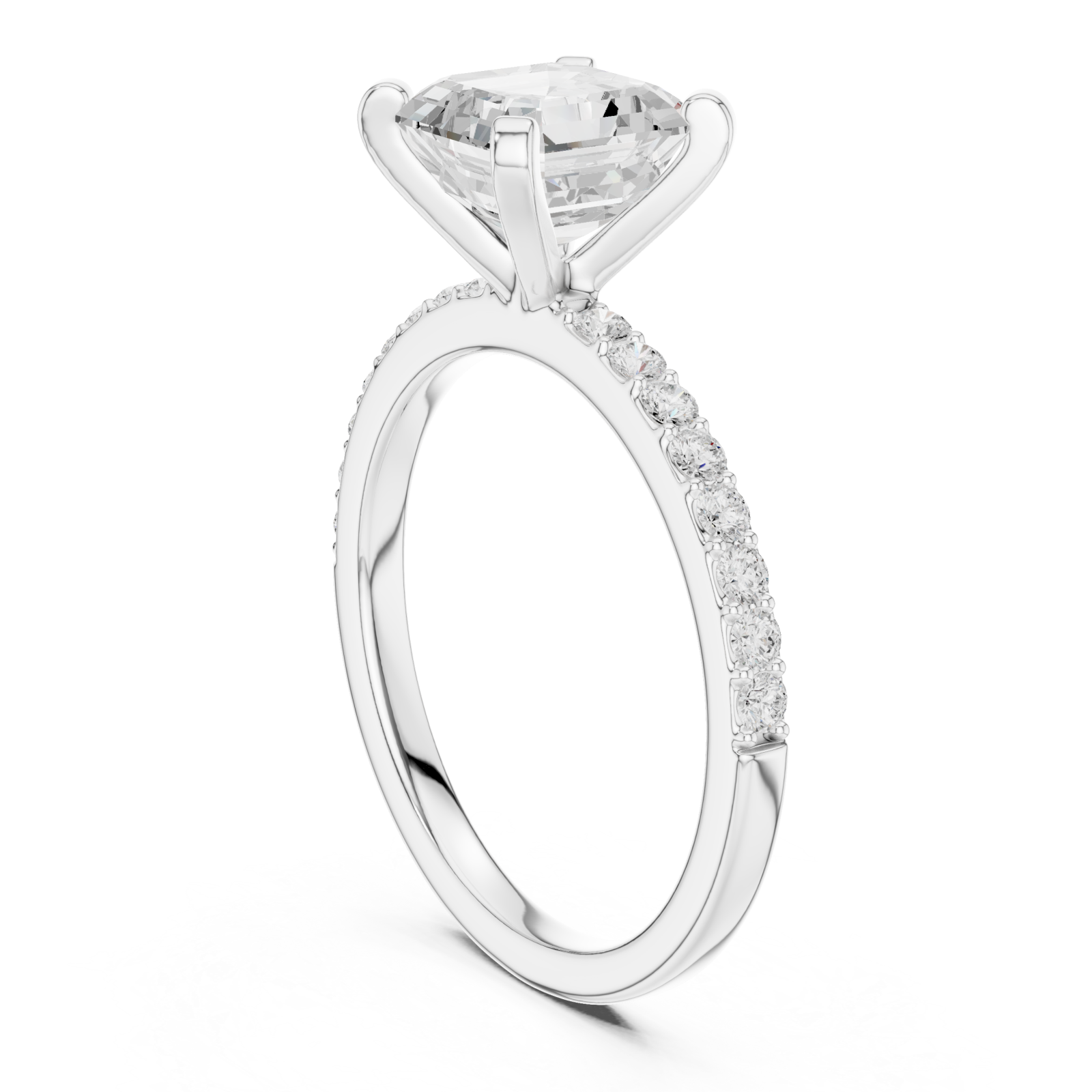  White Gold Luminous Column Radiance Engagement Ring Left View