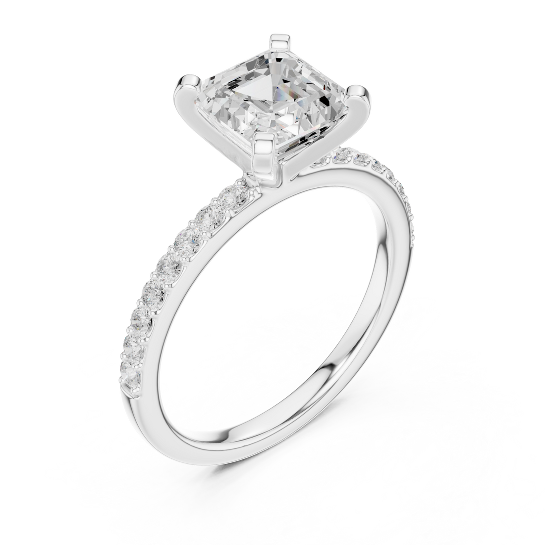  White Gold Luminous Column Radiance Engagement Ring Right View