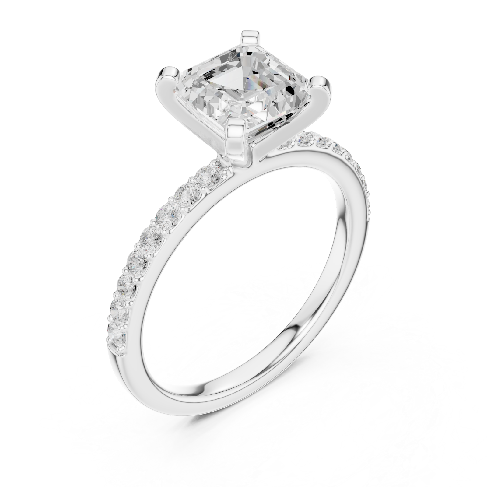  White Gold Luminous Column Radiance Engagement Ring Right View