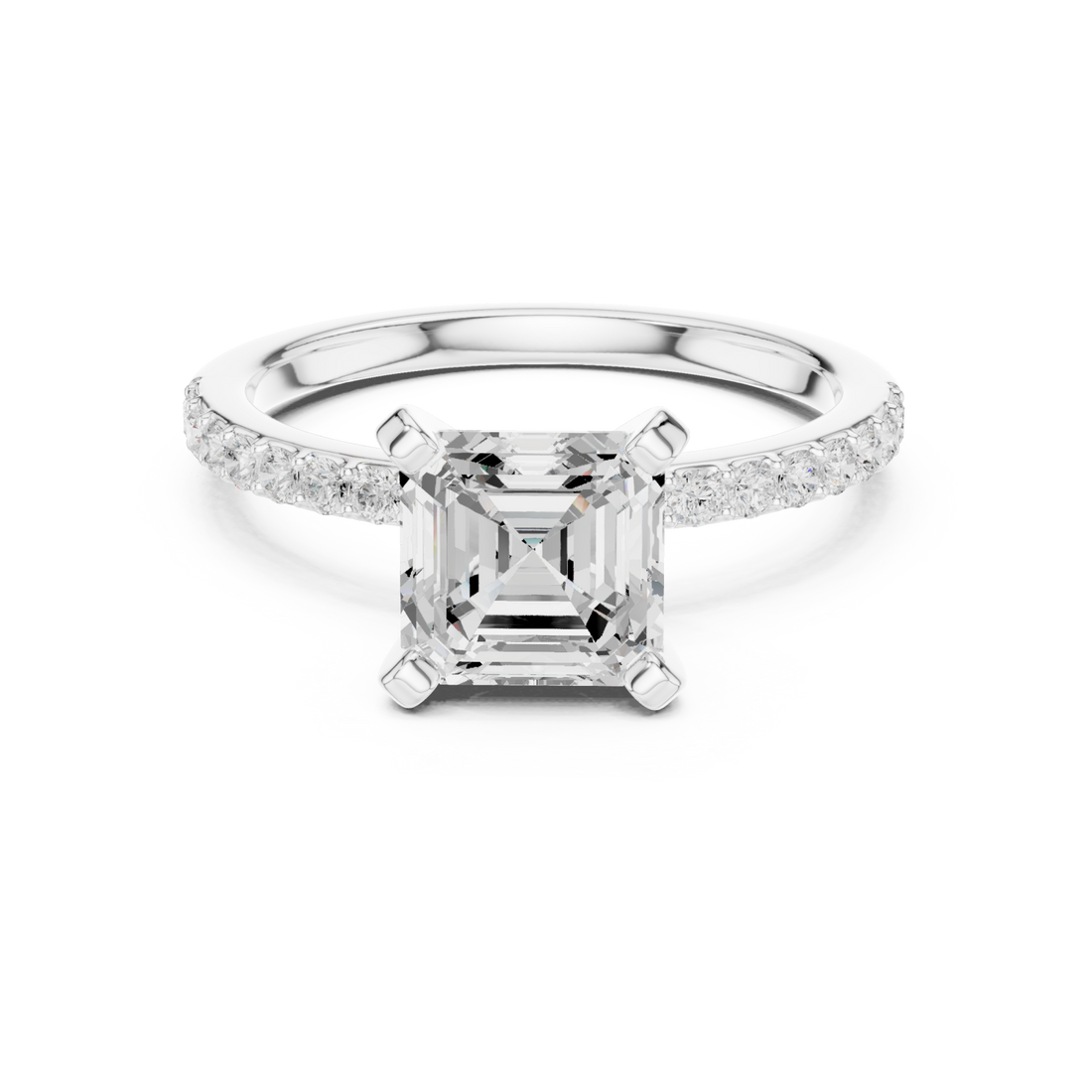  White Gold Luminous Column Radiance Engagement Ring Right View