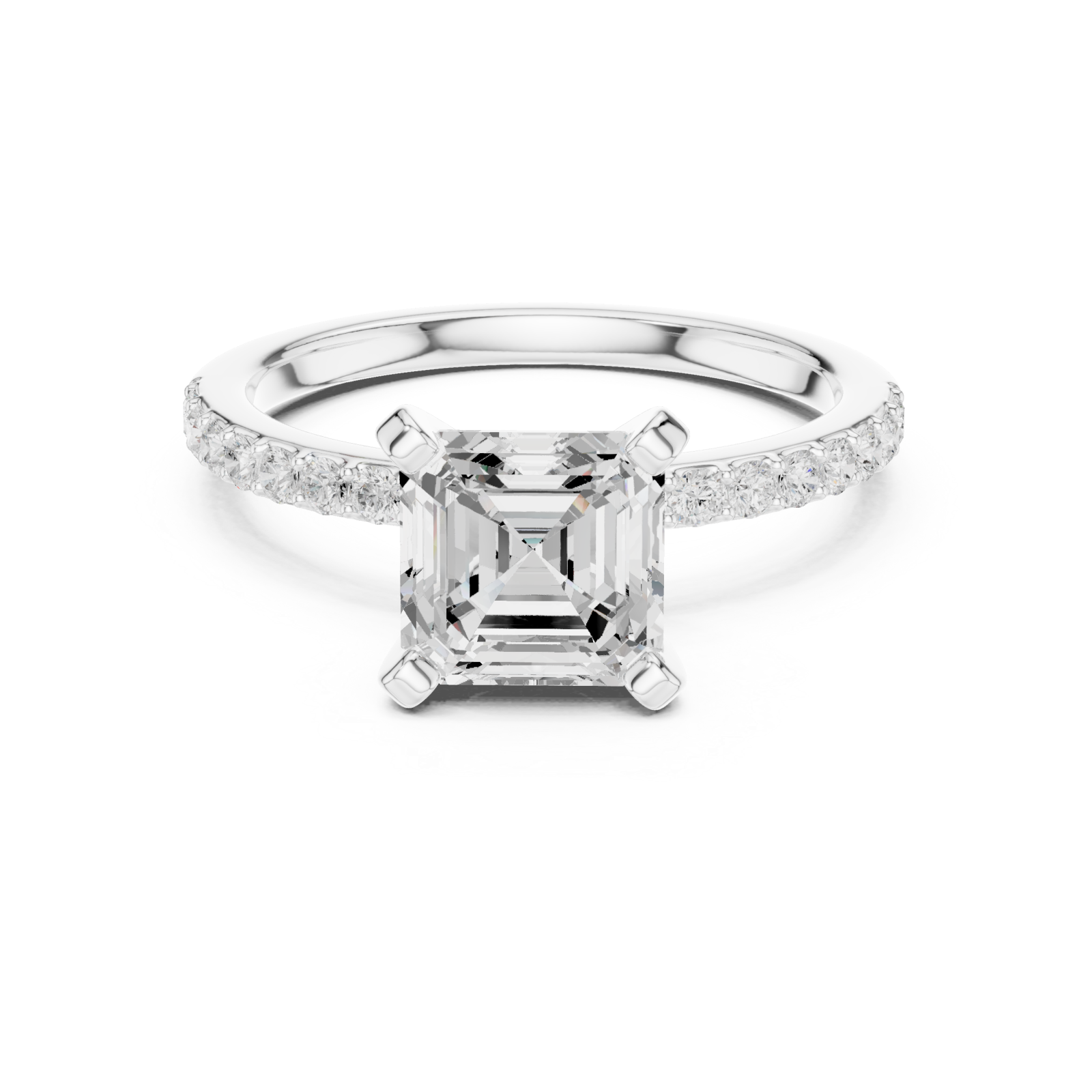  White Gold Luminous Column Radiance Engagement Ring Front View