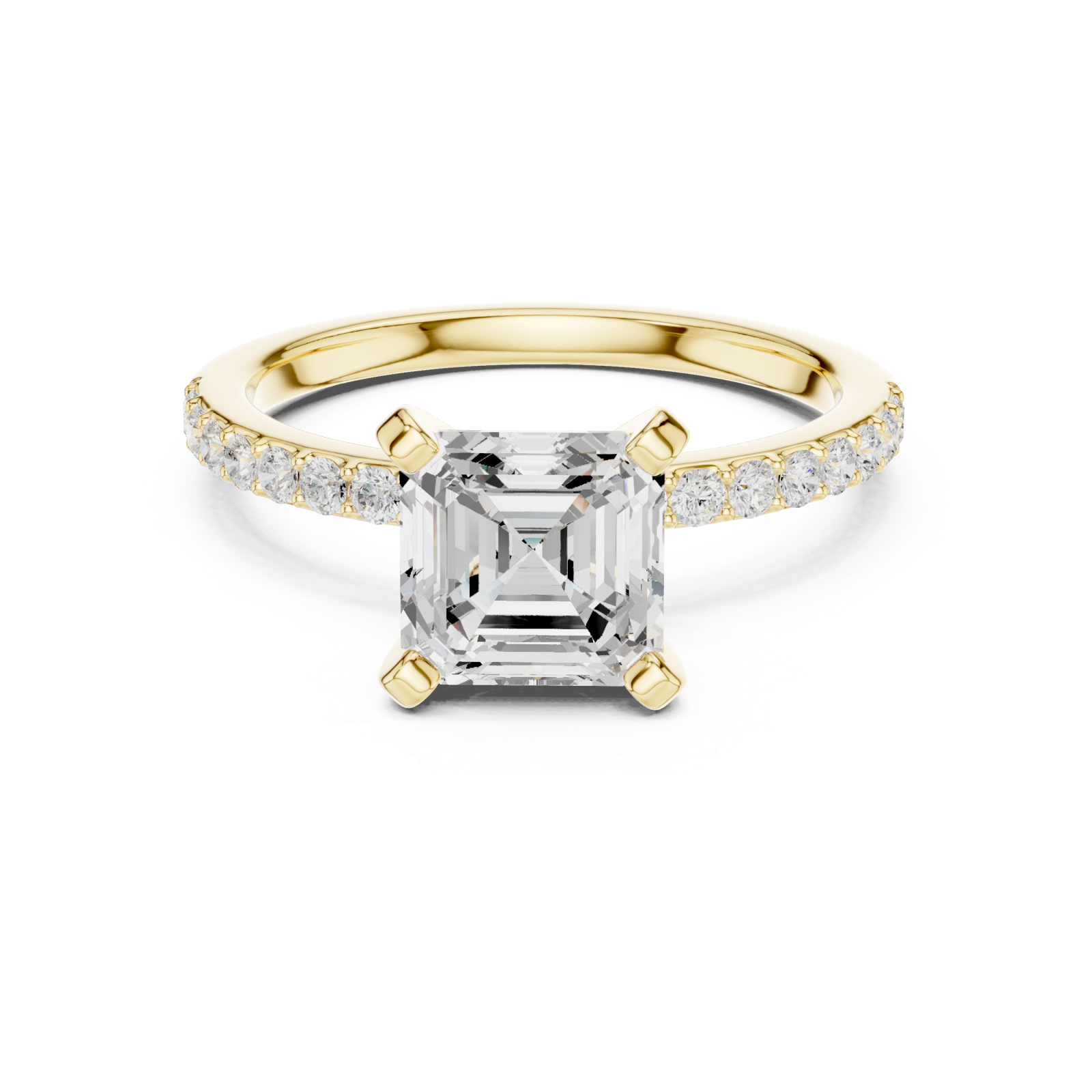  Gold Luminous Column Radiance Engagement Ring Front View