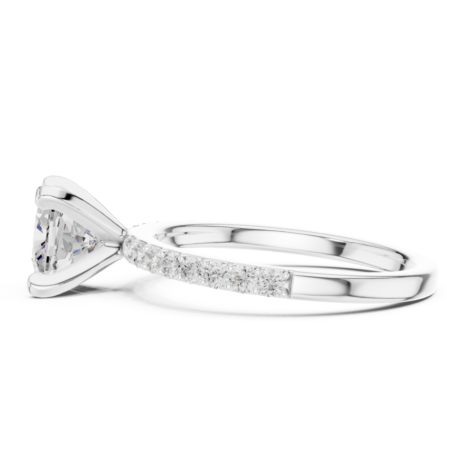  White Gold Radiant Curve Solitaire Band Side View