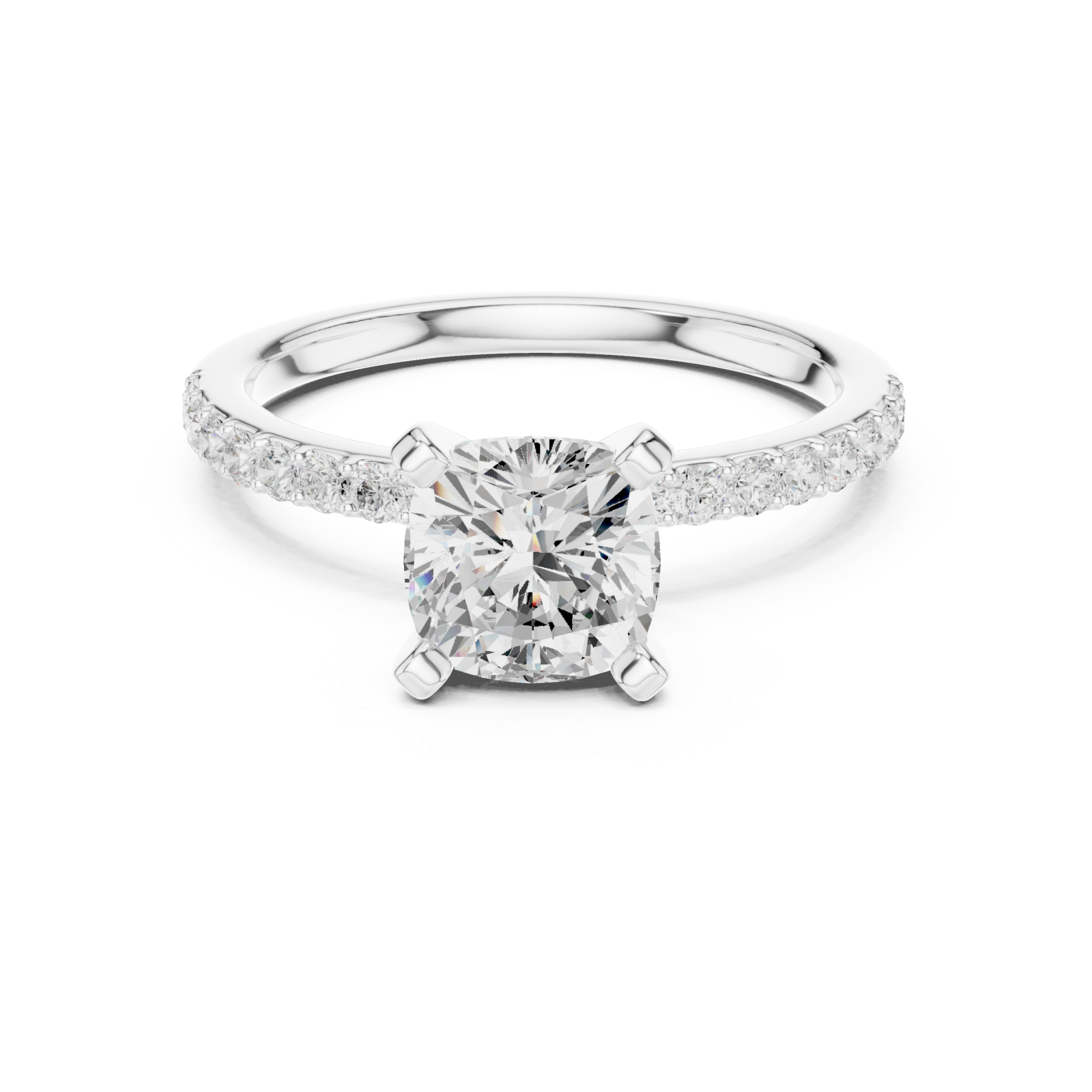  White Gold Radiant Curve Solitaire Band Front View