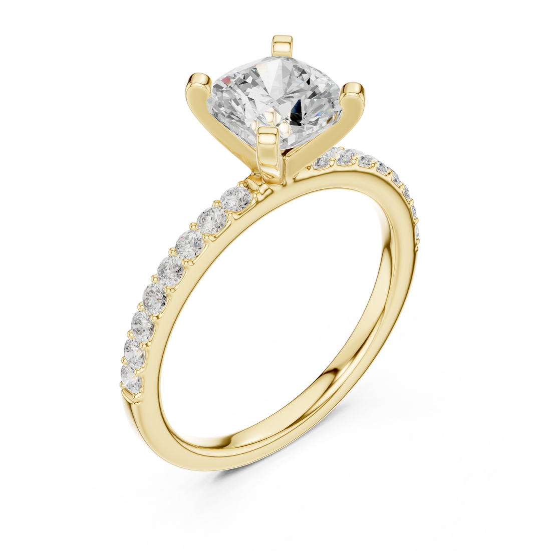 Gold Radiant Curve Solitaire Band Right View