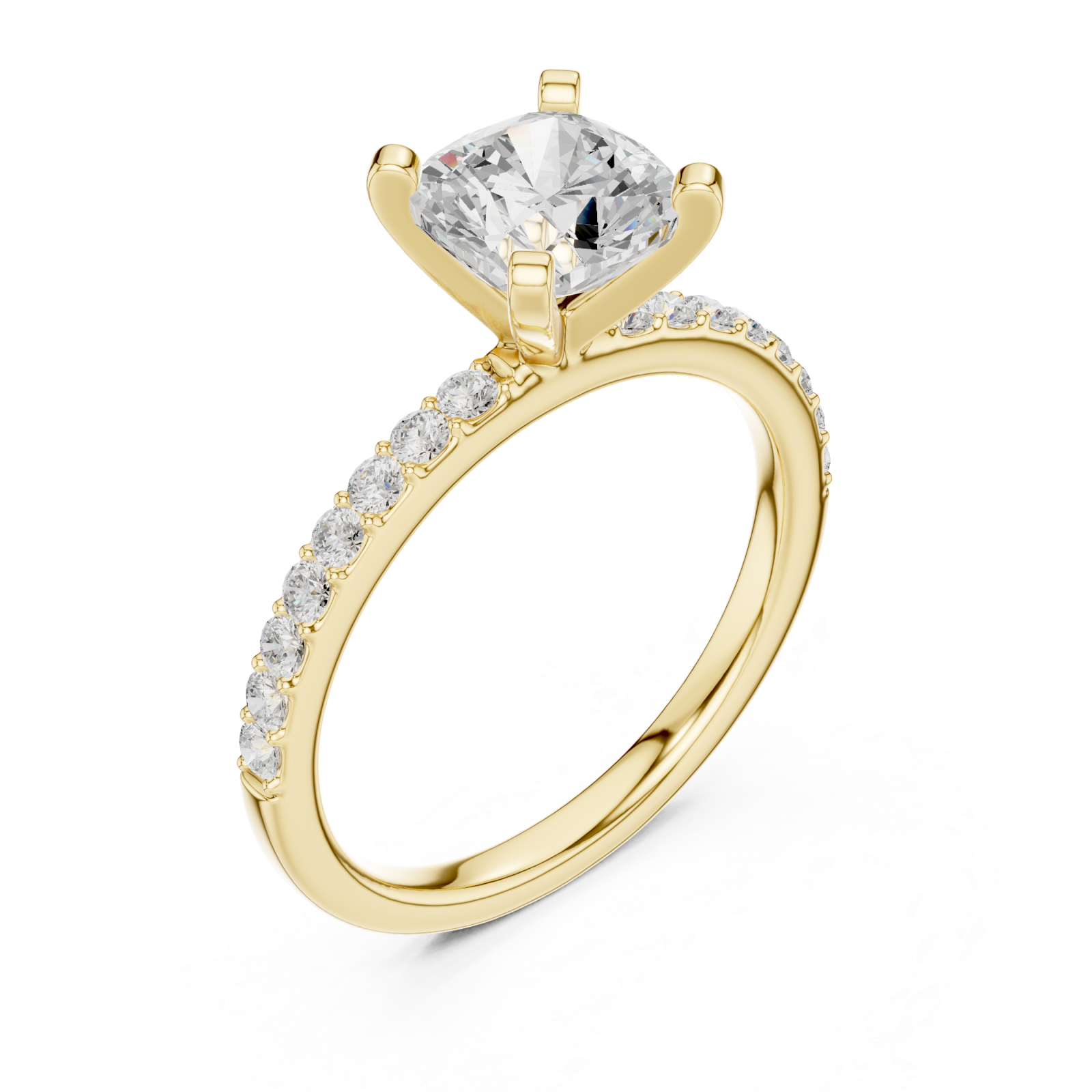 Gold Radiant Curve Solitaire Band Right View