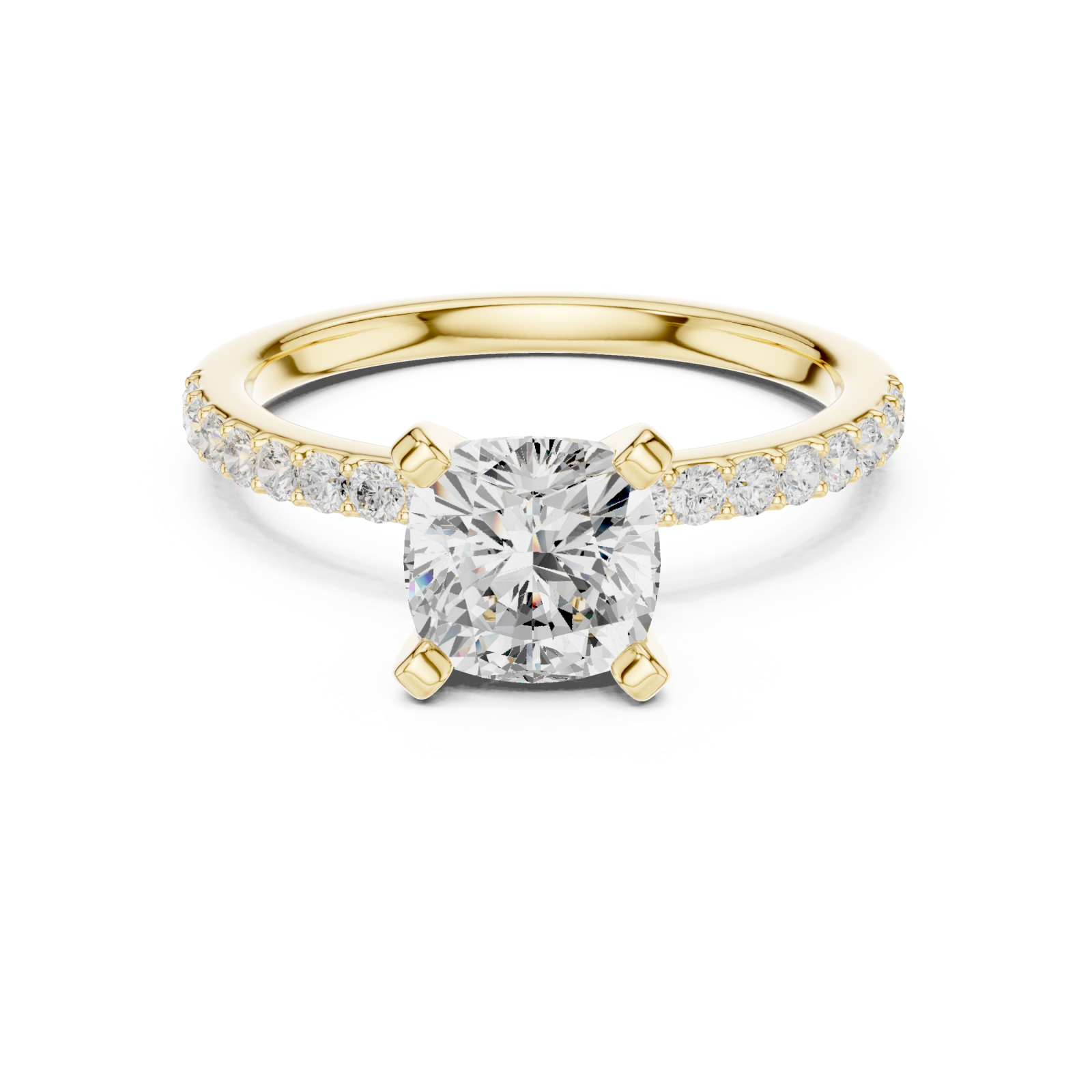  Gold Radiant Curve Solitaire Band Front View