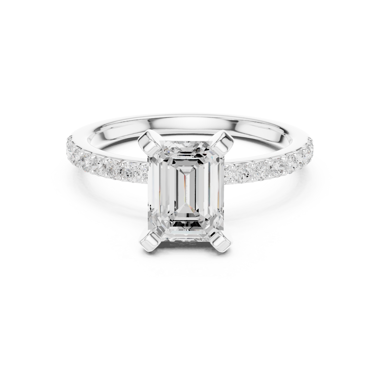 White Gold Celestial Whisper Halo Ring Front View