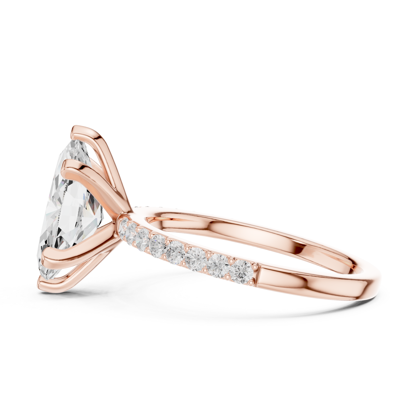  Rose Gold Everlight Marquise Solitaire Ring Side View