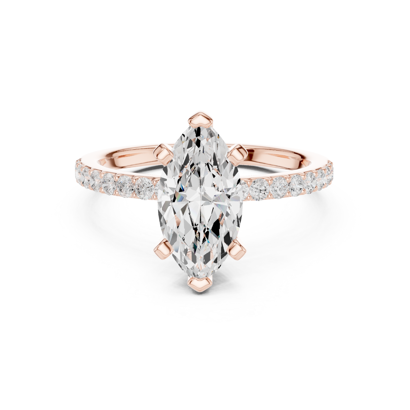  Rose Gold Everlight Marquise Solitaire Ring Front View