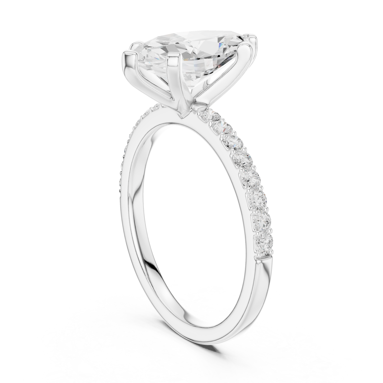  White Gold Everlight Marquise Solitaire Ring Left View