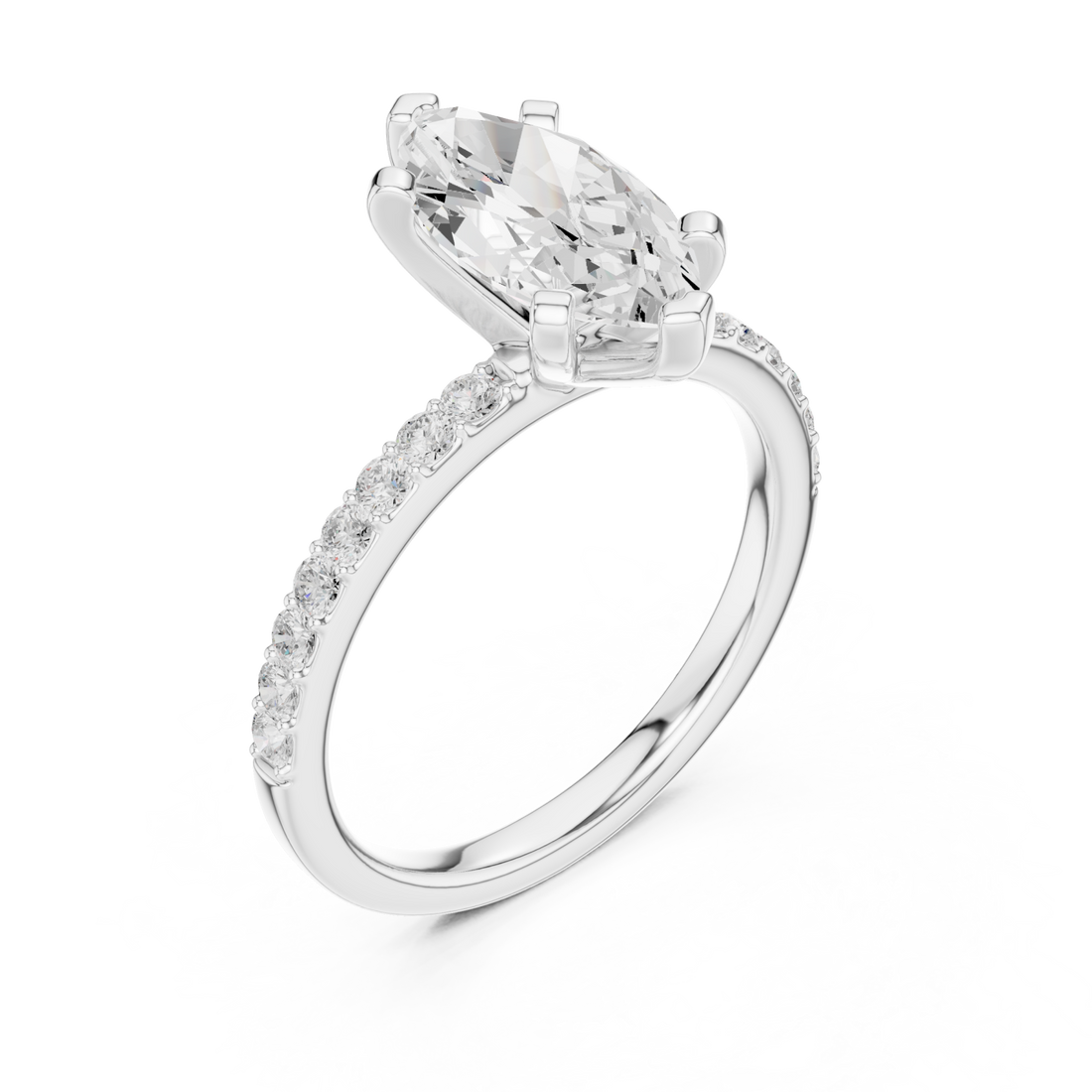  White Gold Everlight Marquise Solitaire Ring Right View