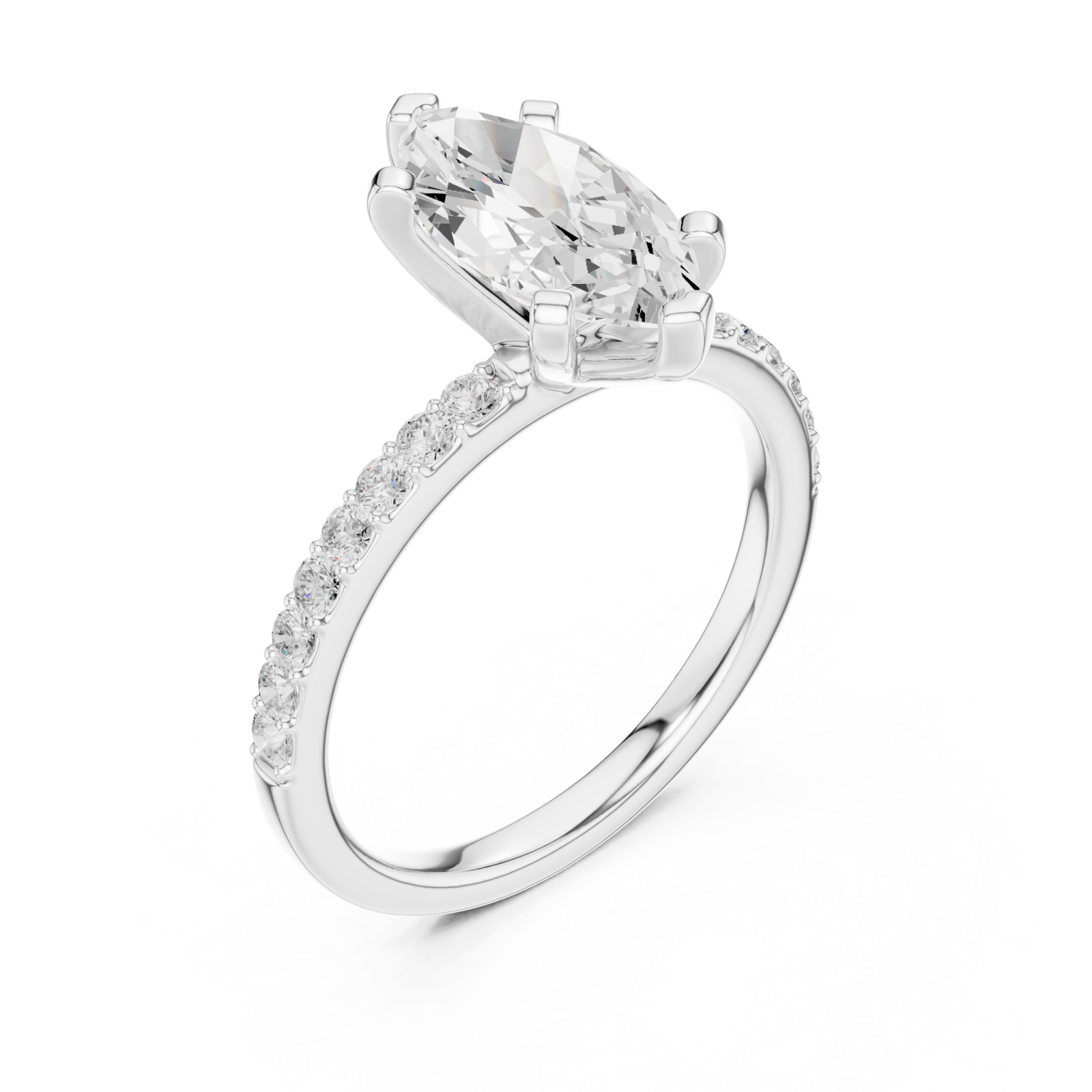  White Gold Everlight Marquise Solitaire Ring Right View