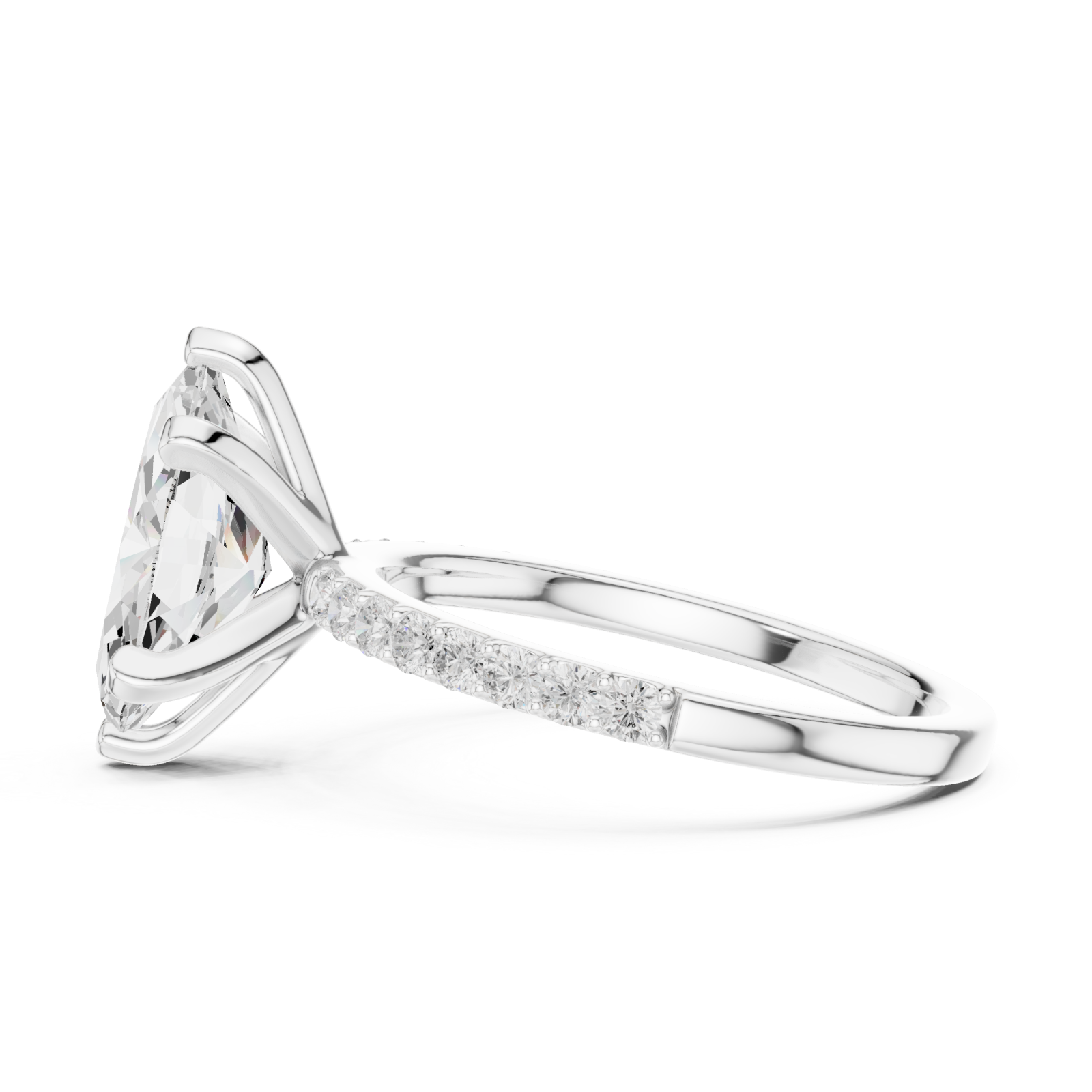  White Gold Everlight Marquise Solitaire Ring Side View