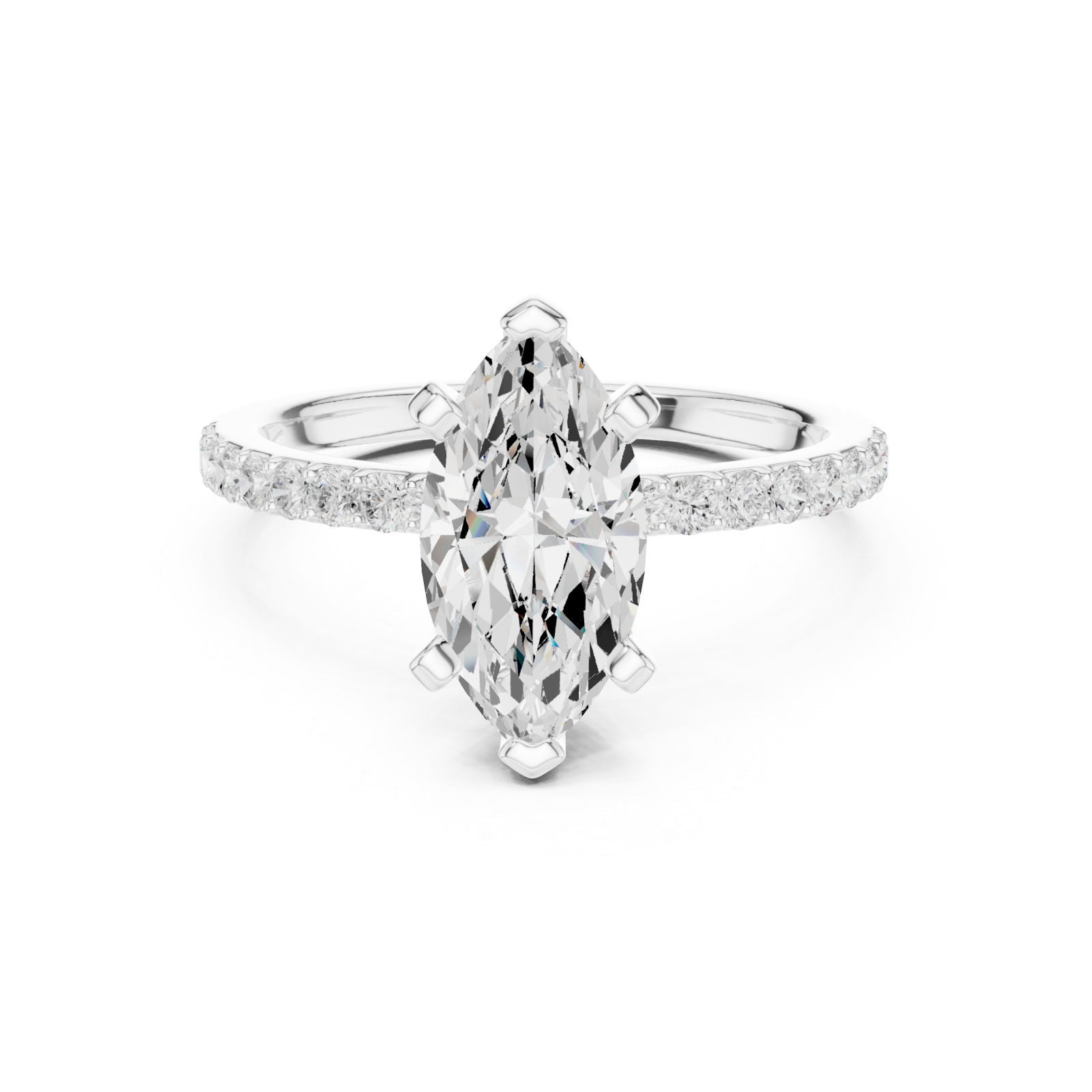  White Gold Everlight Marquise Solitaire Ring Front View