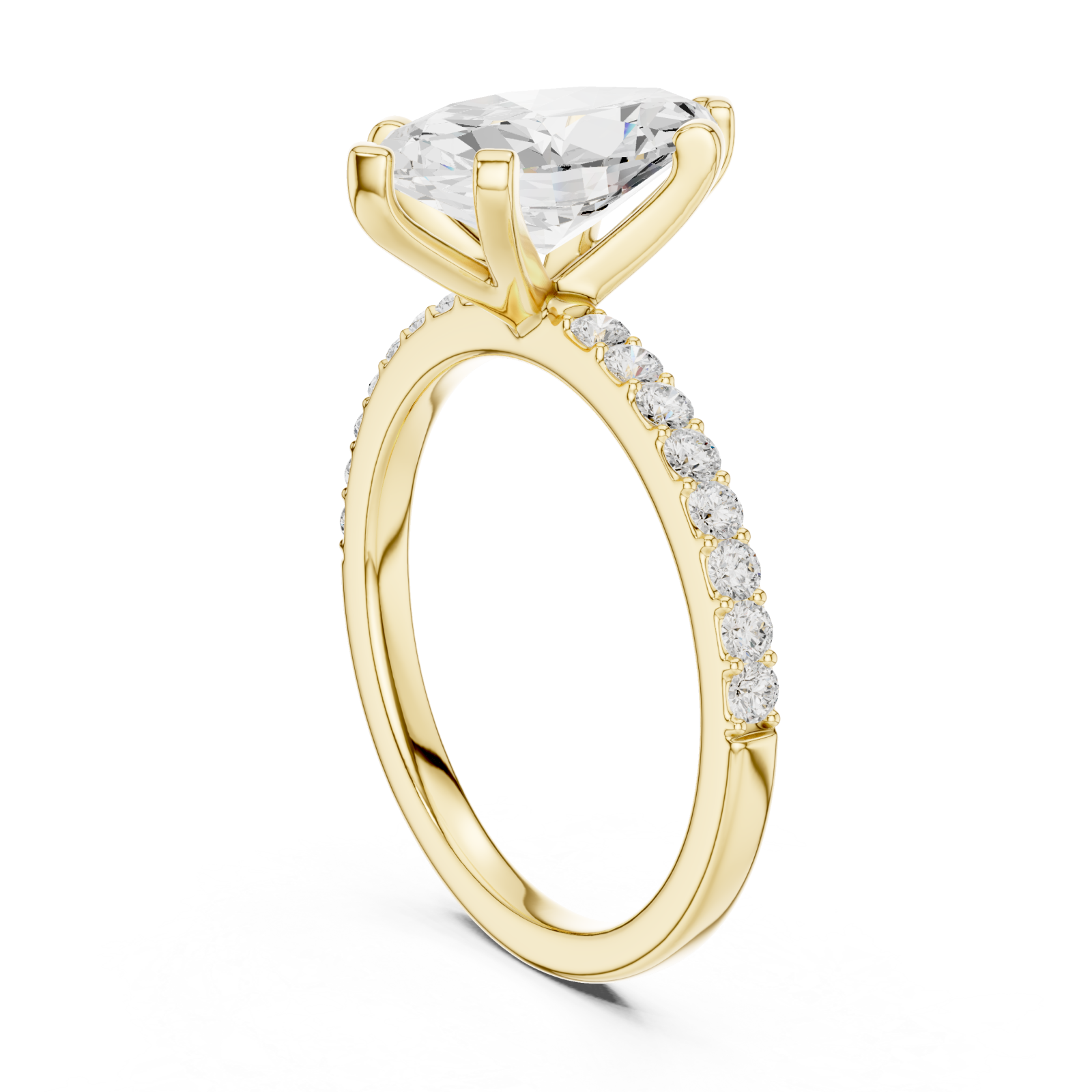  Gold Everlight Marquise Solitaire Ring Left View