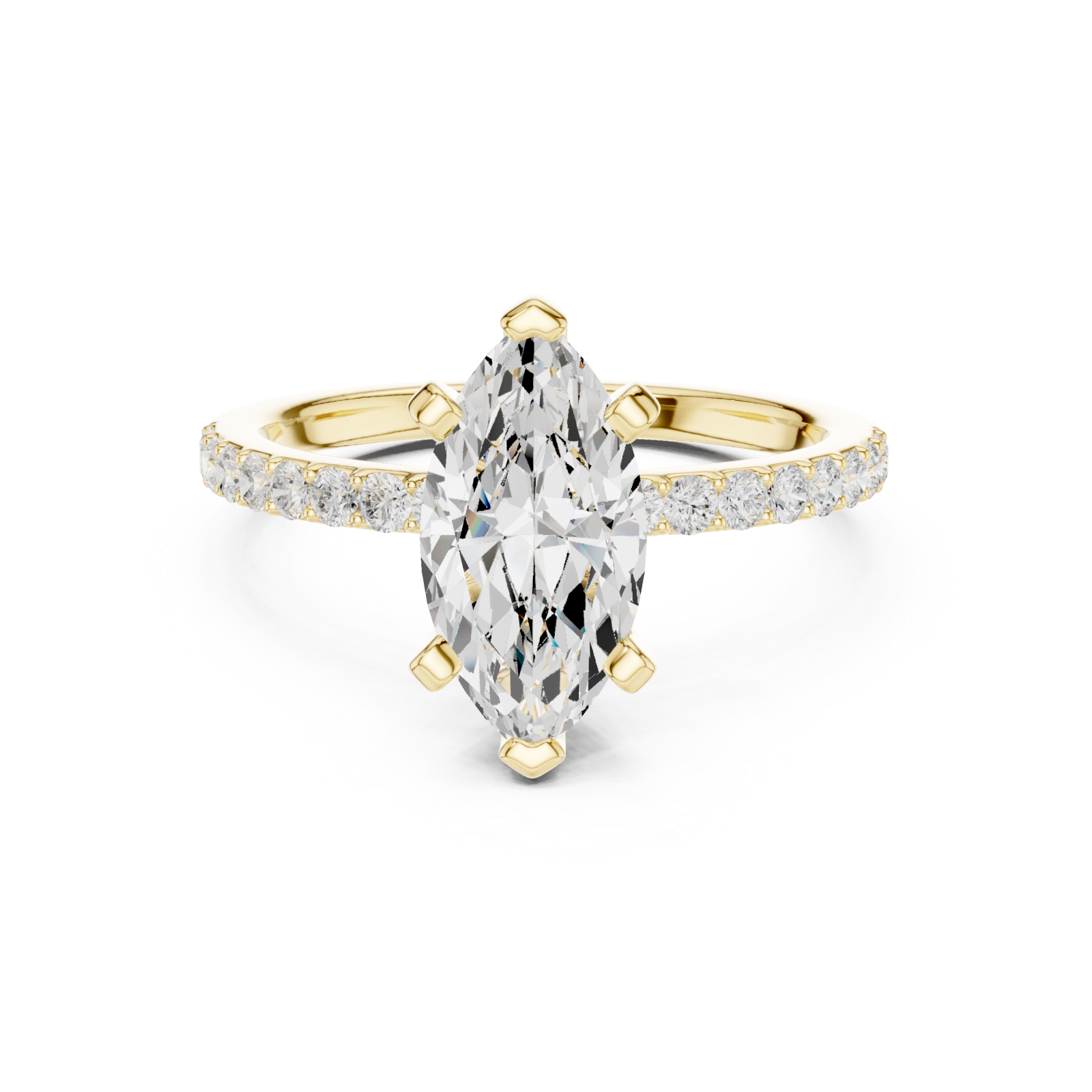 Gold Everlight Marquise Solitaire Ring Front View