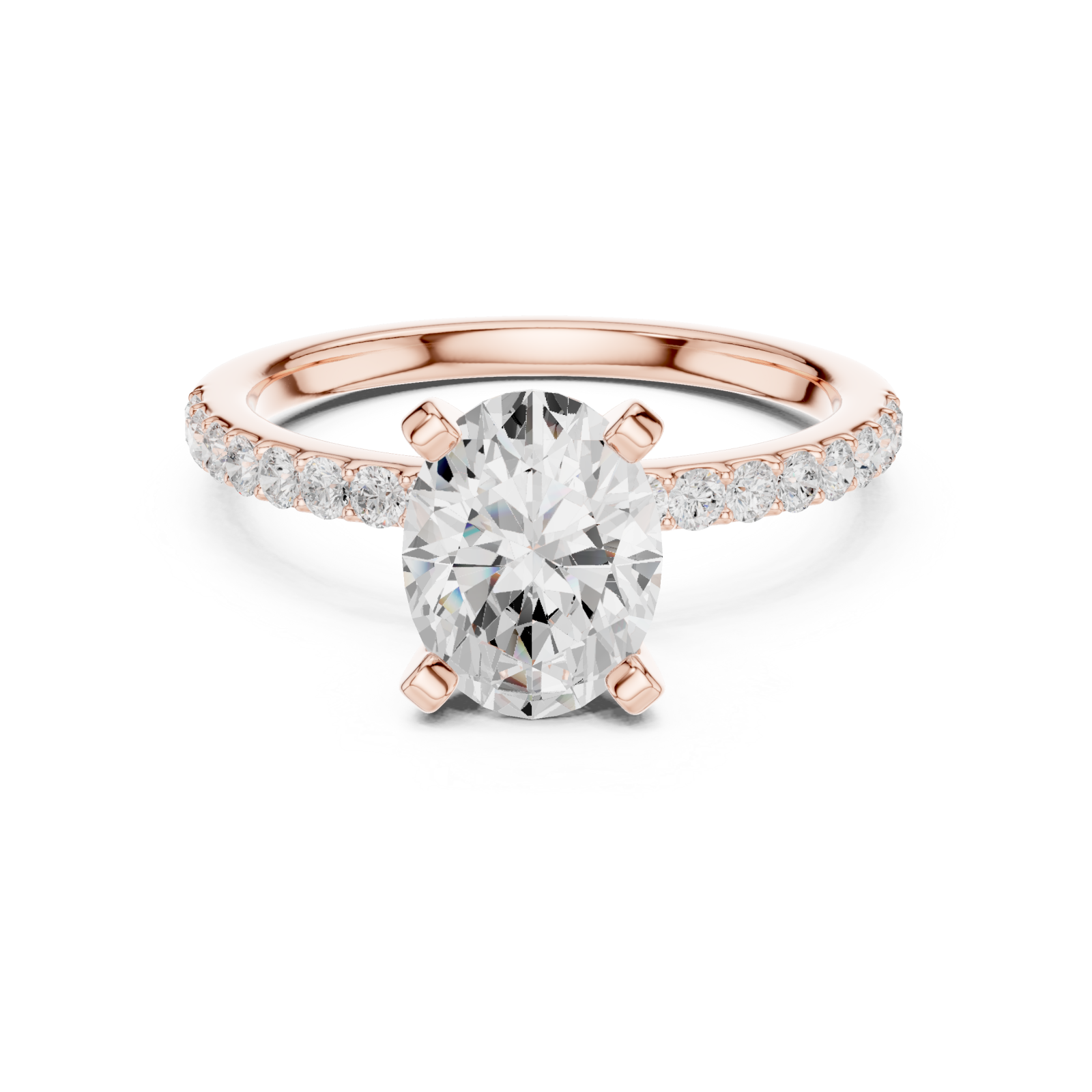 Rose Gold Whispering Radiance Crowned Band Ring Front View