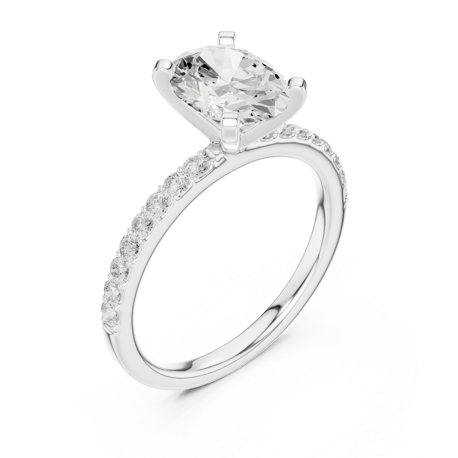  White Gold Whispering Radiance Crowned Band Ring Right View