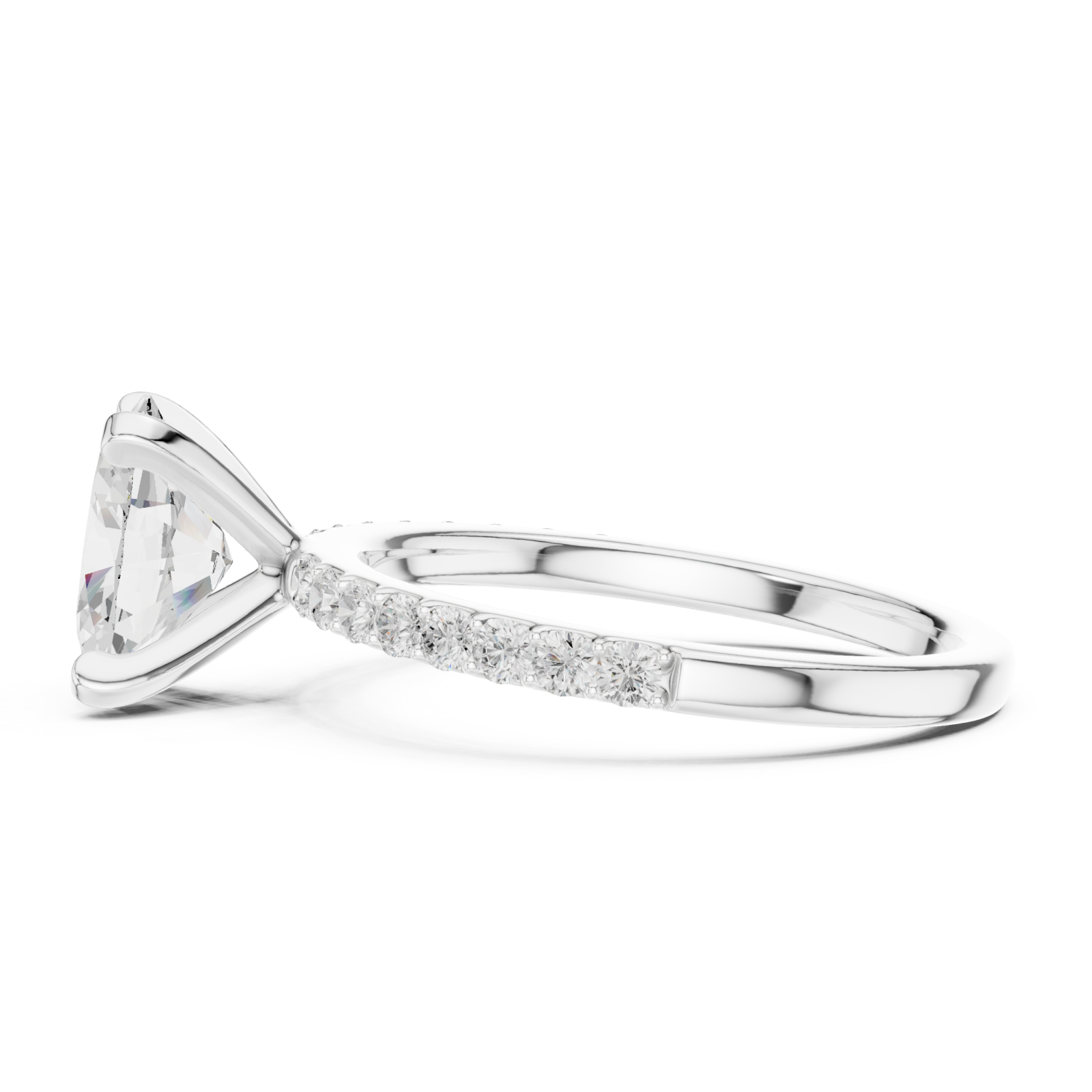  White Gold Whispering Radiance Crowned Band Ring Side View