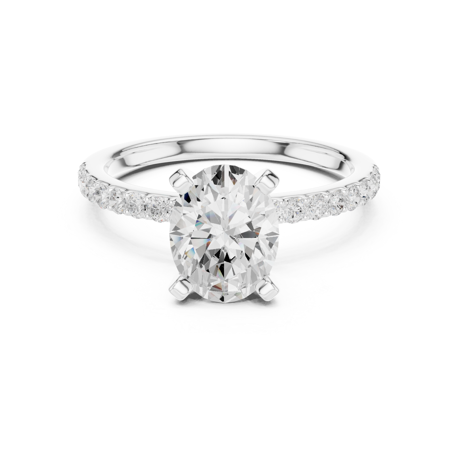  White Gold Whispering Radiance Crowned Band Ring Front View