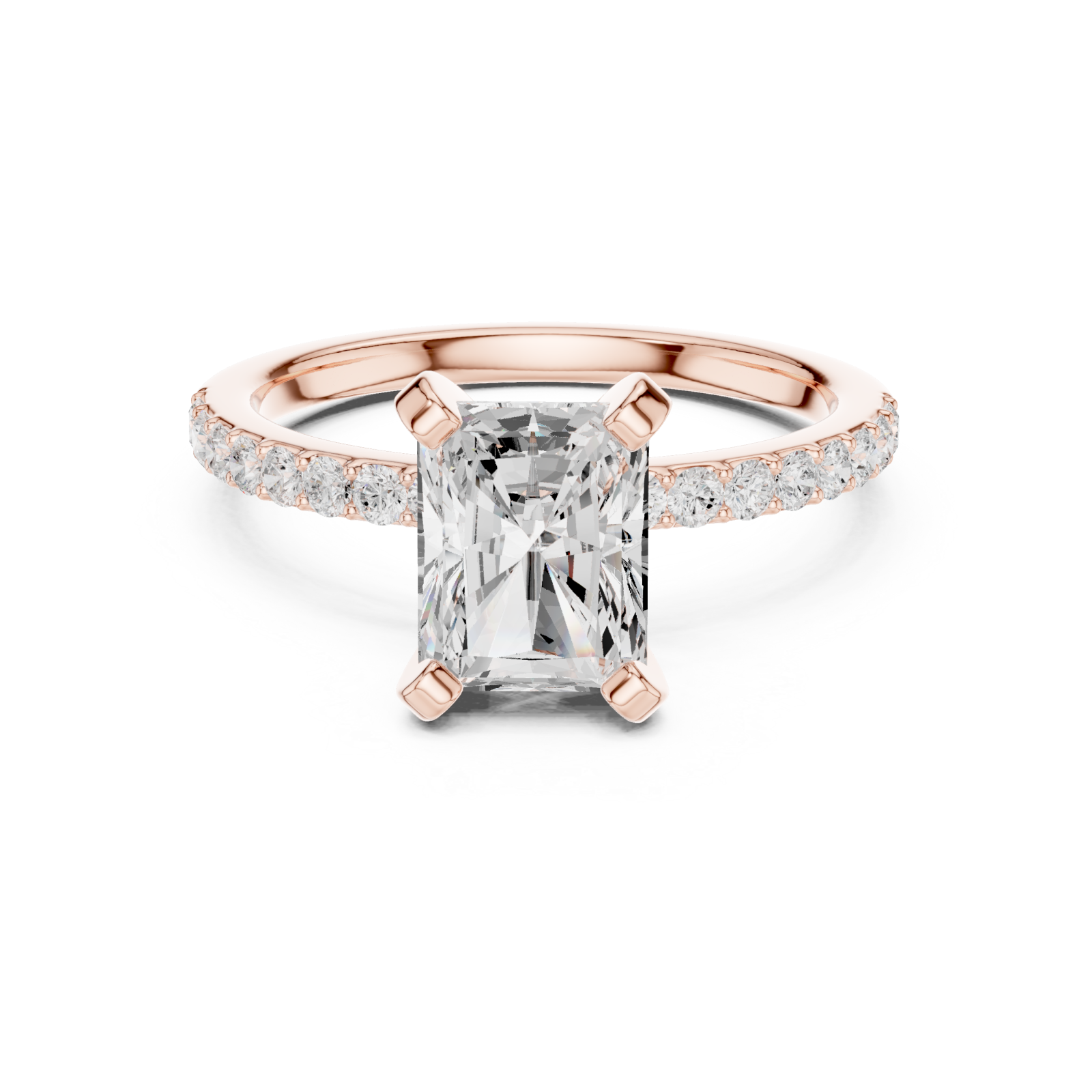  Rose Gold Lumina Classic Solitaire Ring Front View